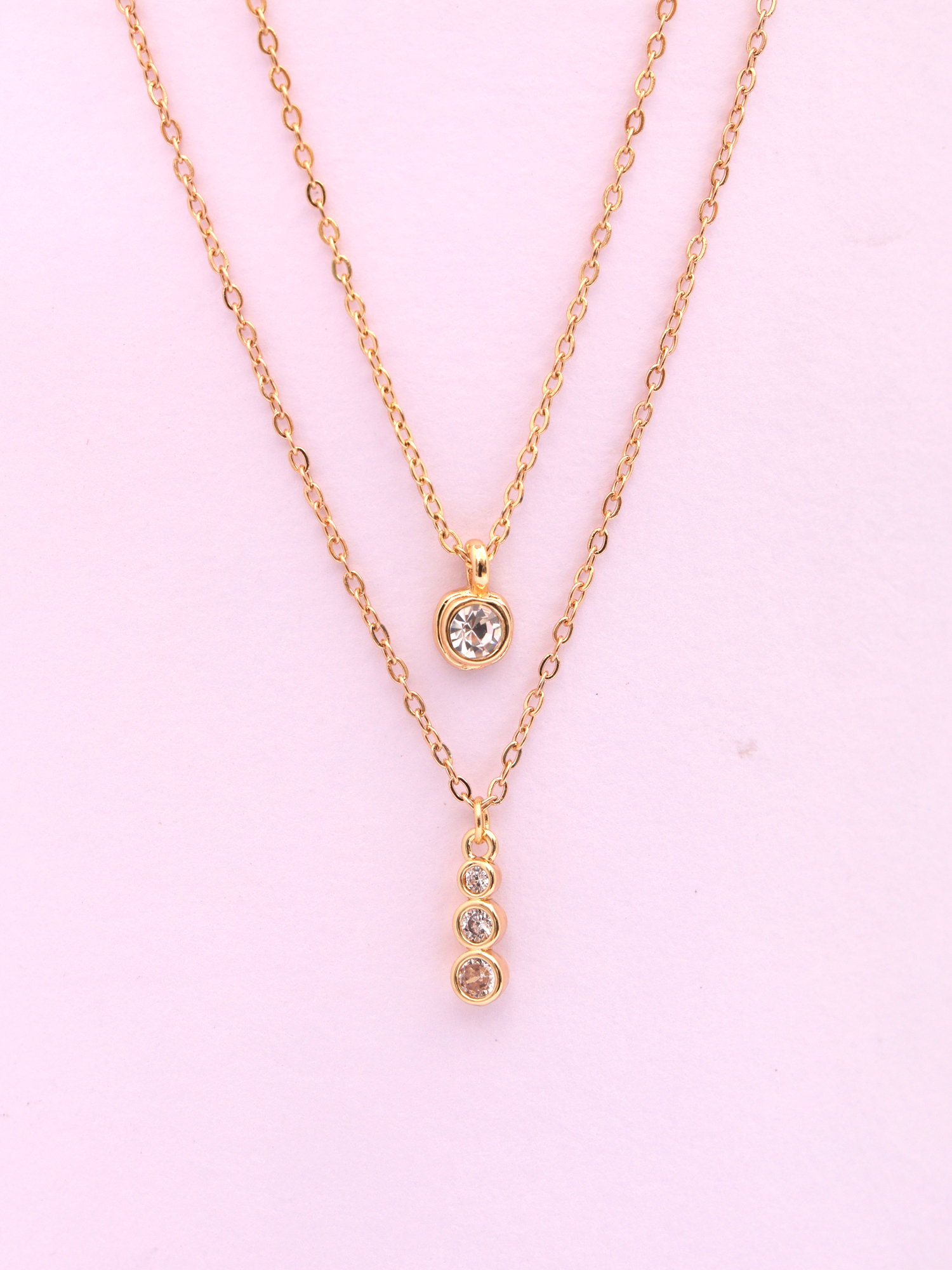 Gold Layered Drop Pendant Necklace