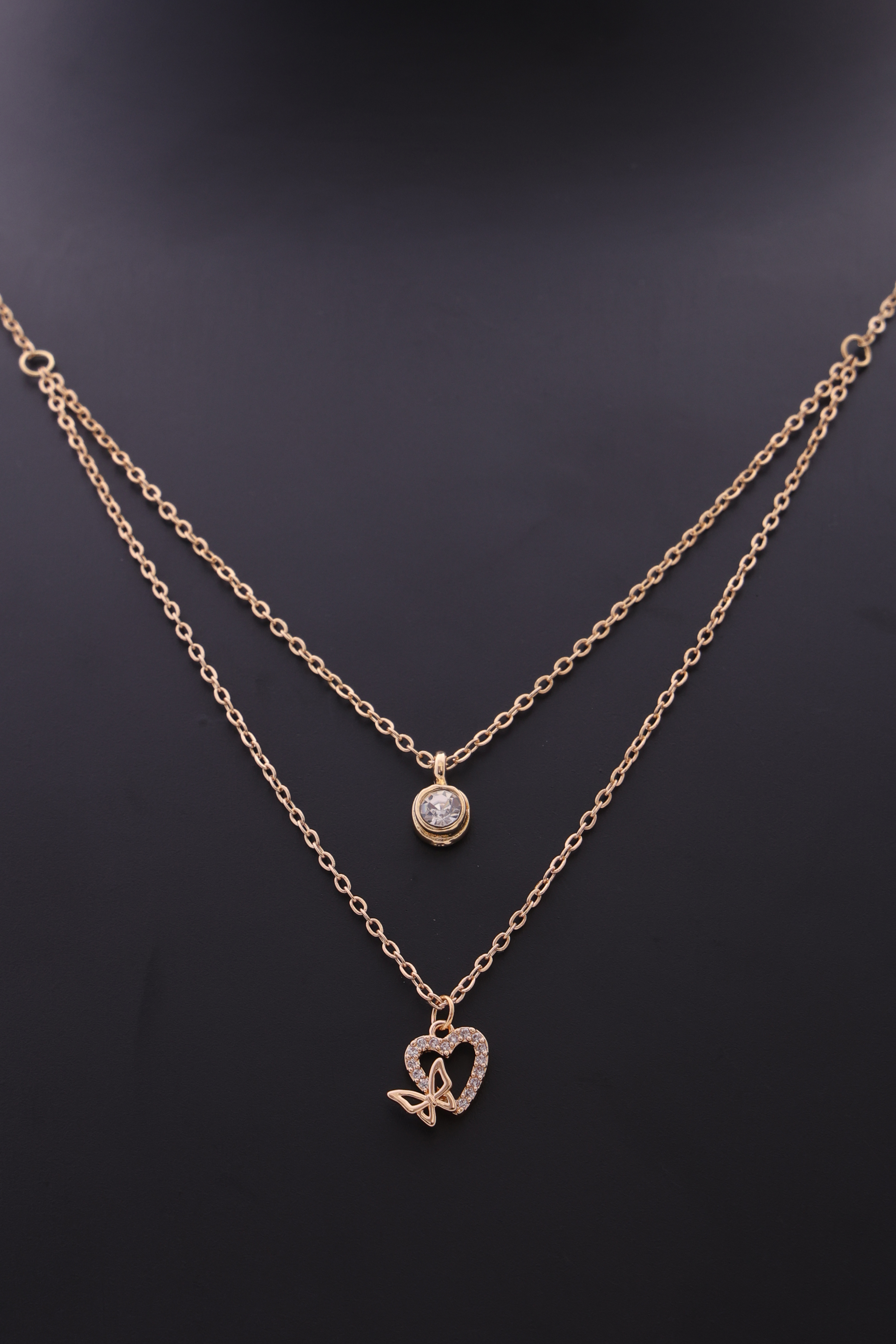 Golden Heart & Butterfly Layered Necklace
