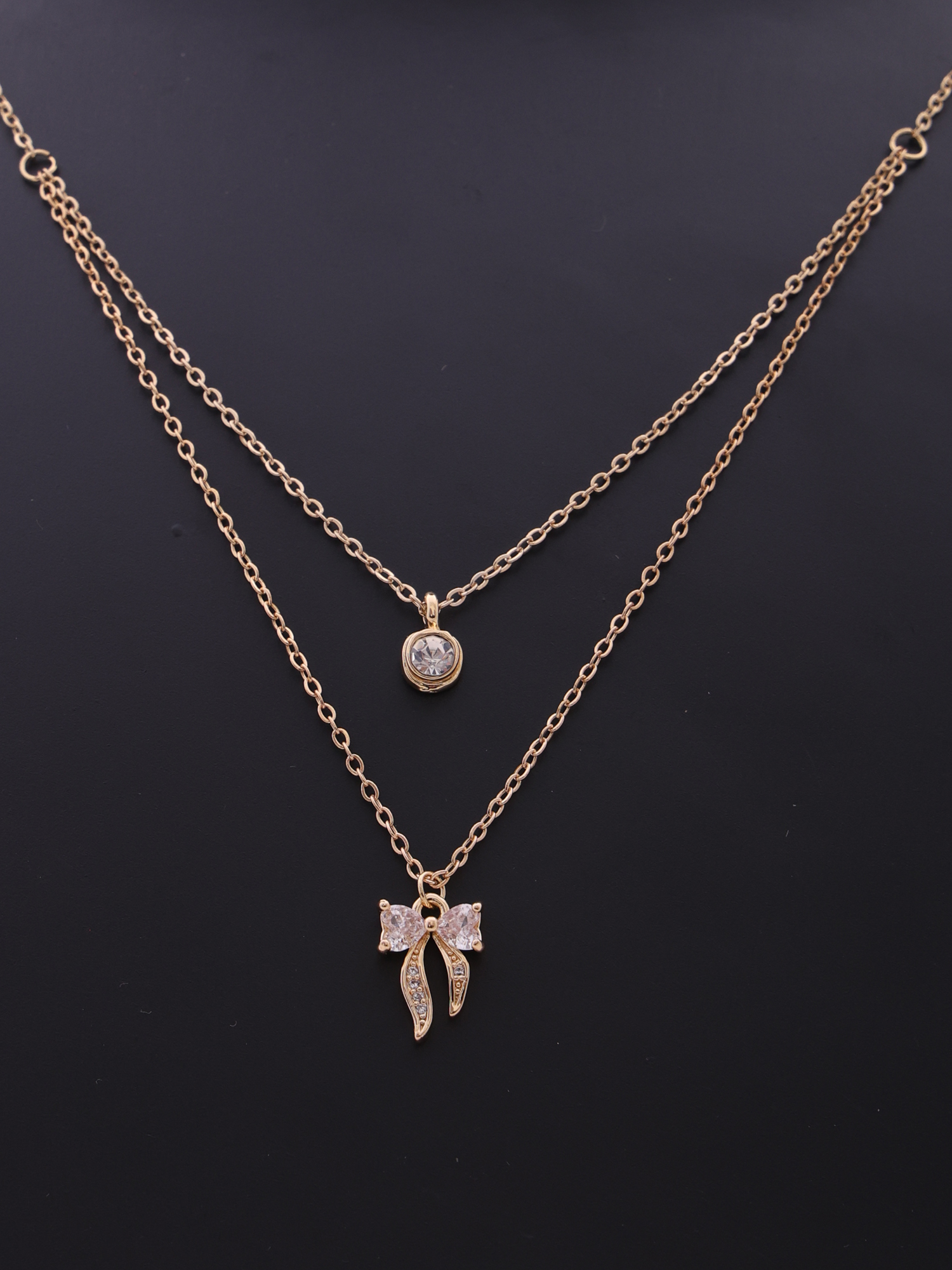 Butterfly Bow Layered Necklace (Gold & Rose Gold)