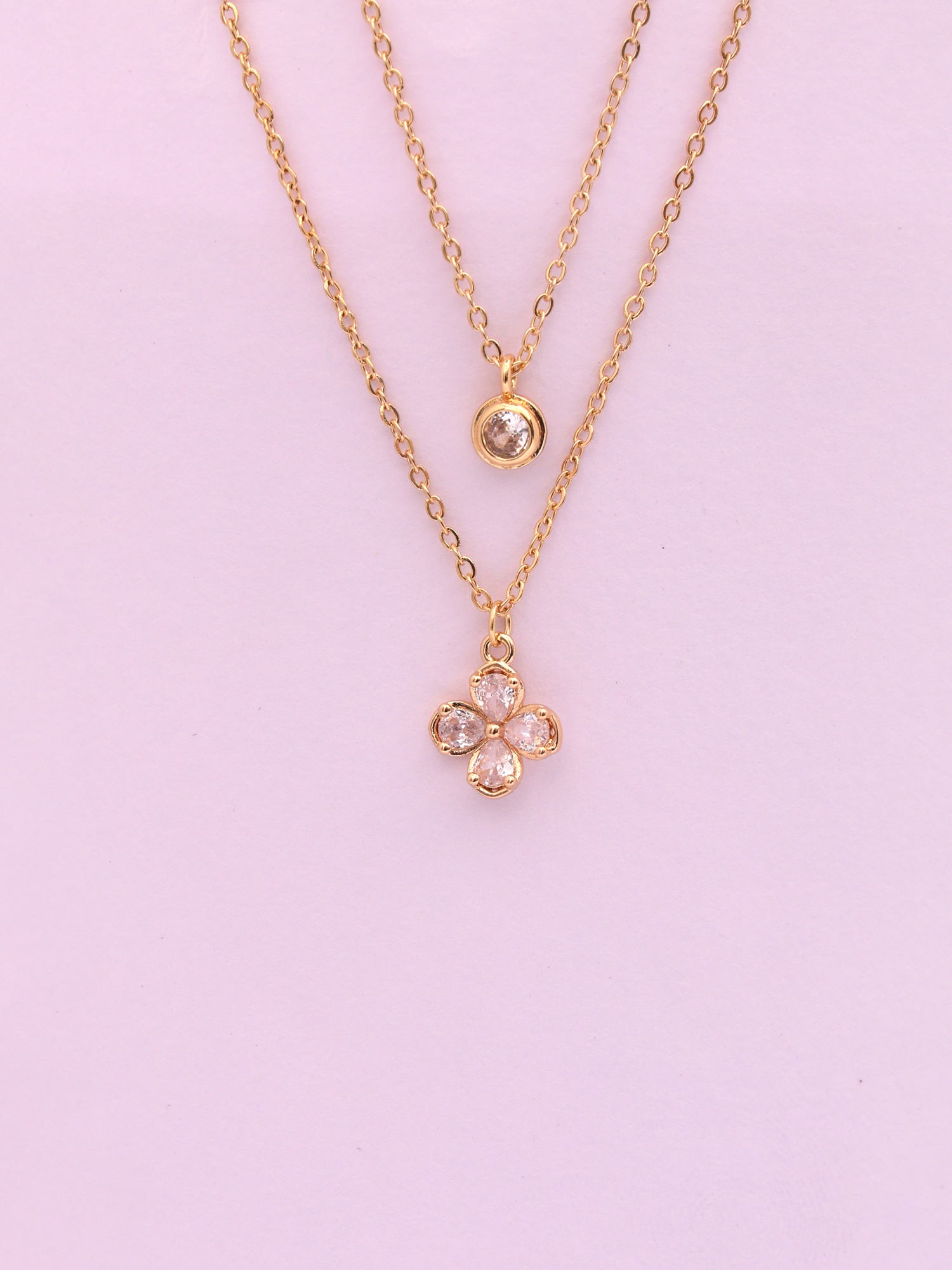 Blossom Charm Layered Necklace (Gold & Rose Gold)