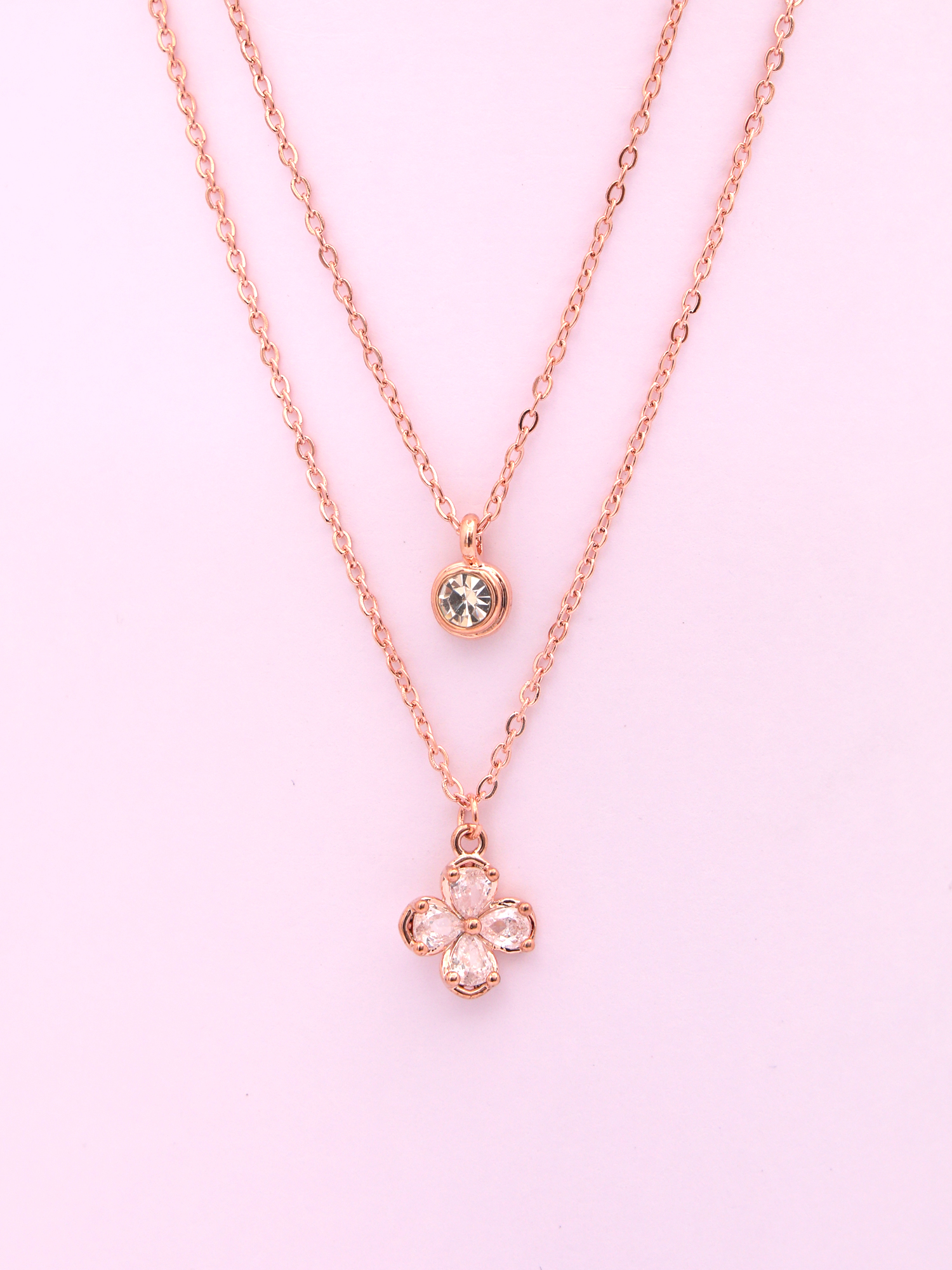 Blossom Charm Layered Necklace (Gold & Rose Gold)