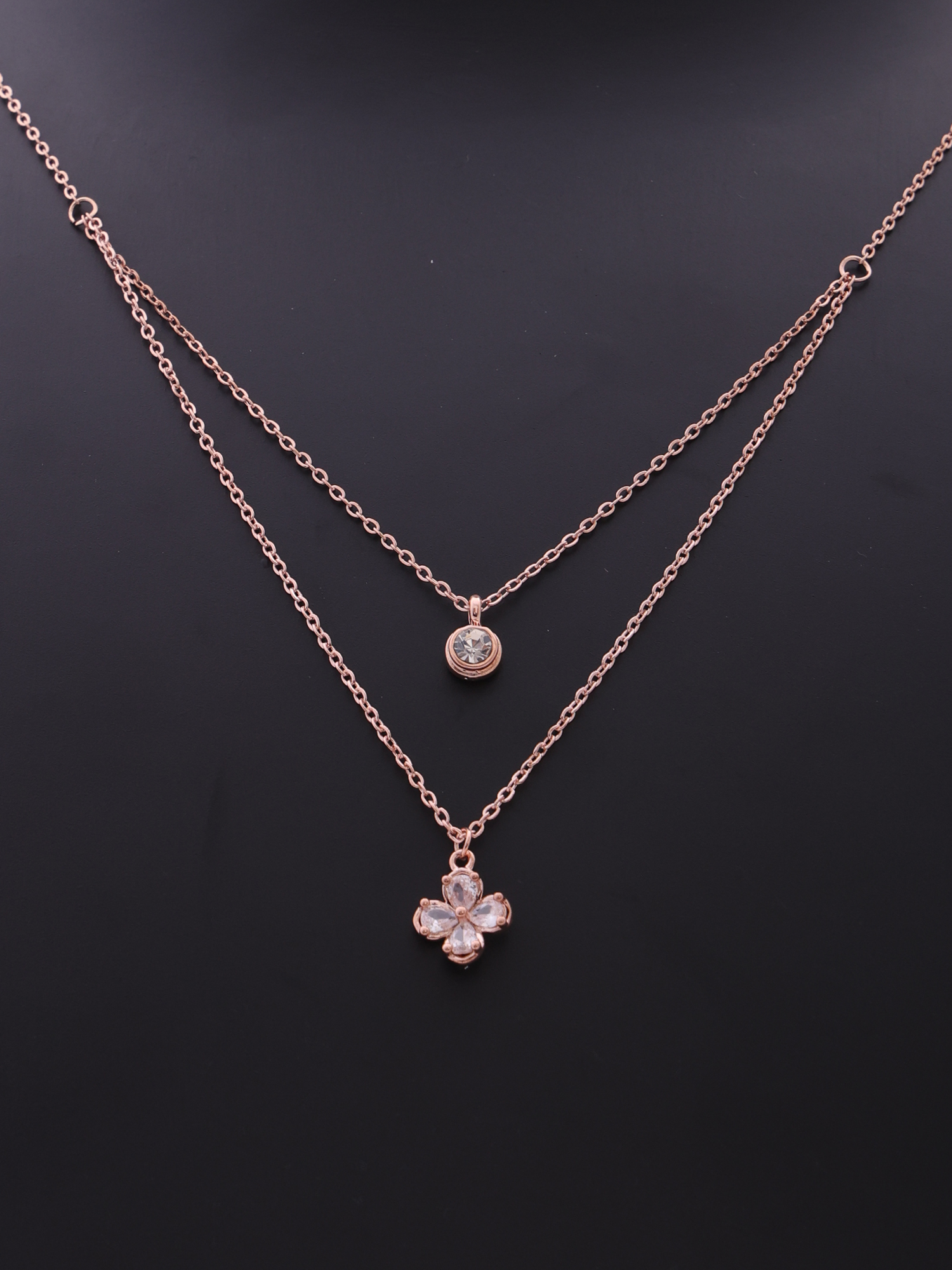 Blossom Charm Layered Necklace (Gold & Rose Gold)