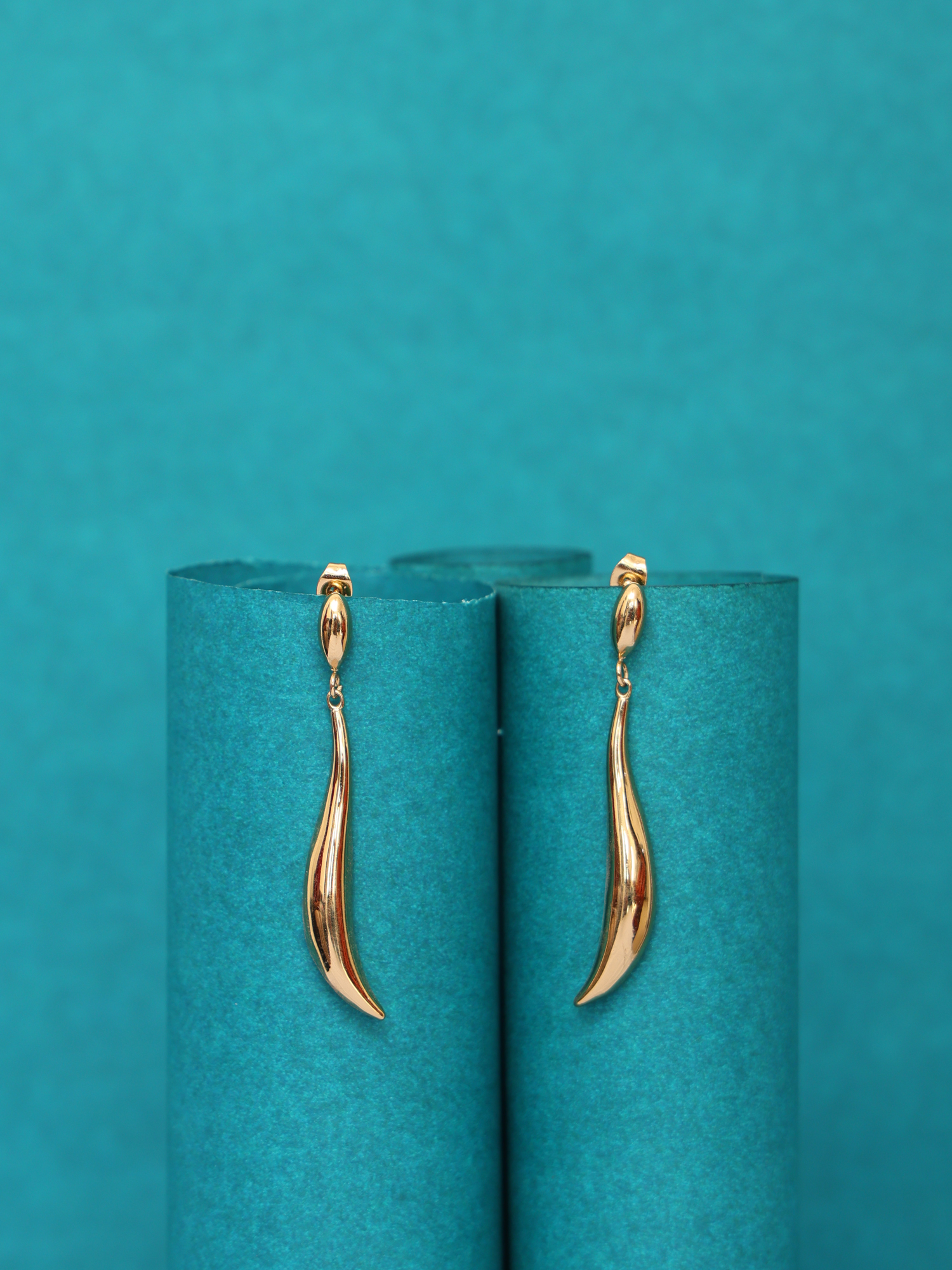 Golden Curve Drop Earrings