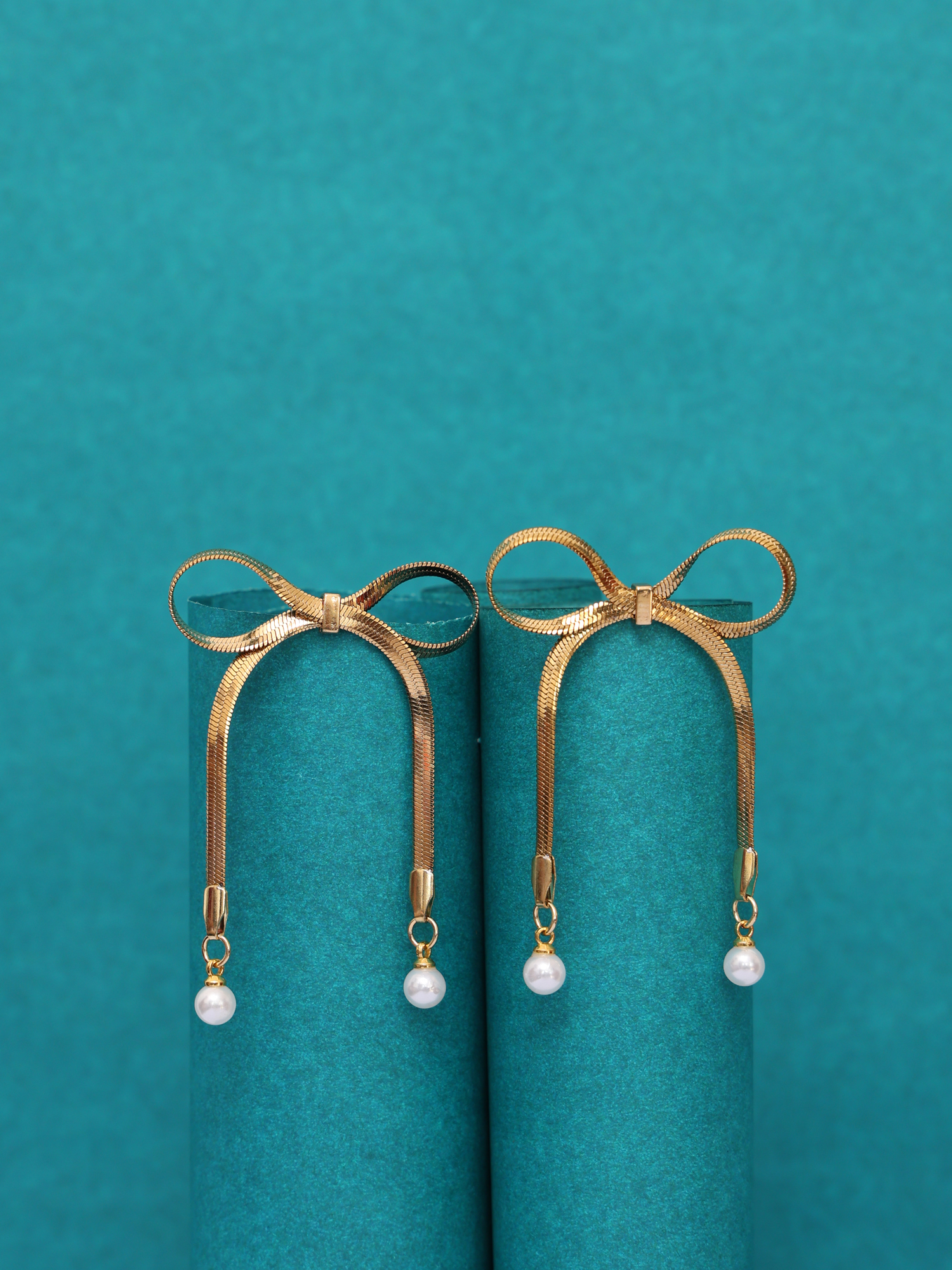 Pearl Bow Anti-Tarnish Statement Earrings