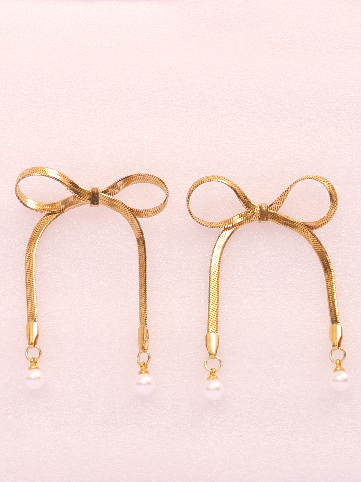 Pearl Bow Anti-Tarnish Statement Earrings