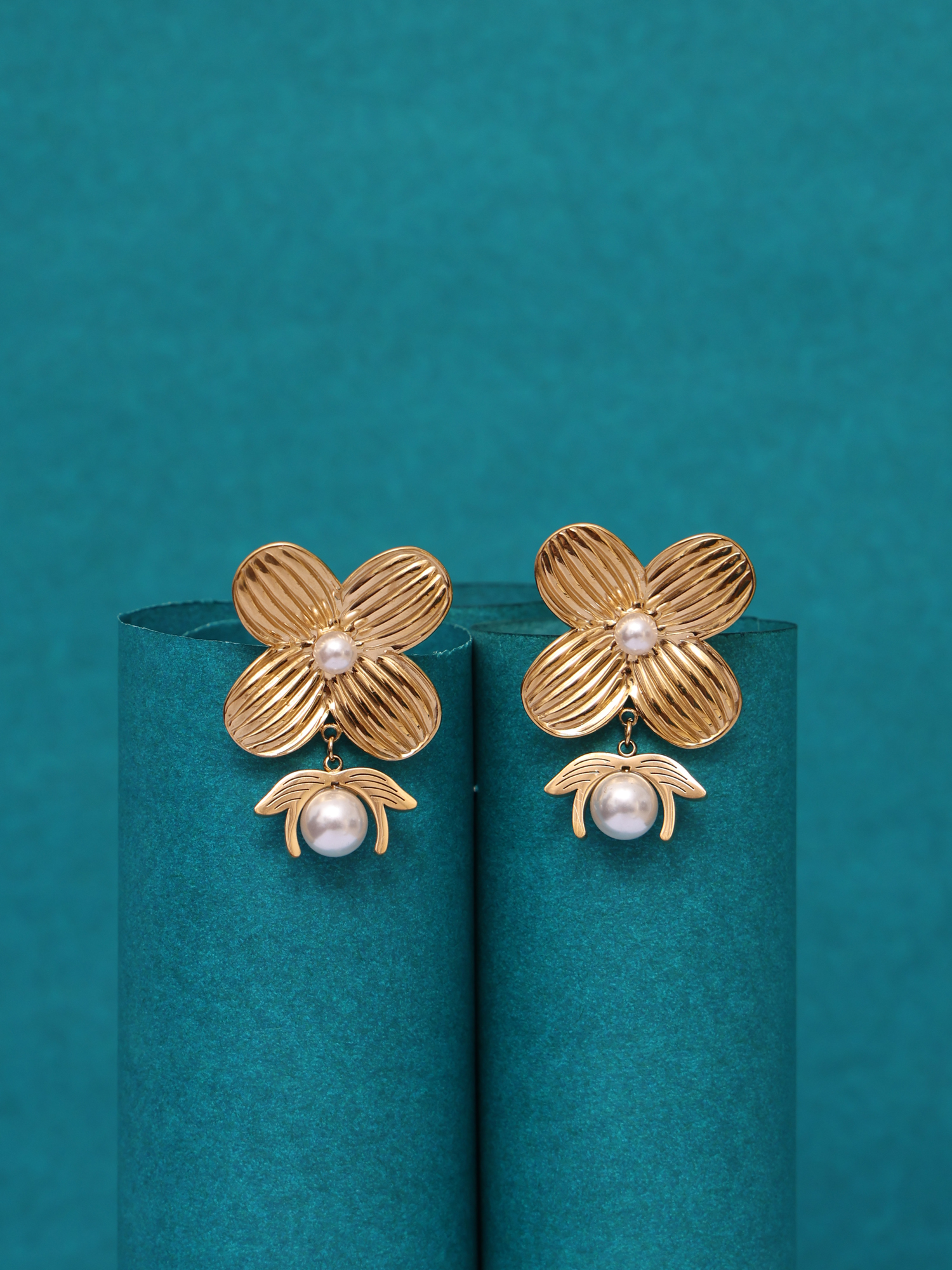 Pearl Bloom Anti-Tarnish Drop Earrings