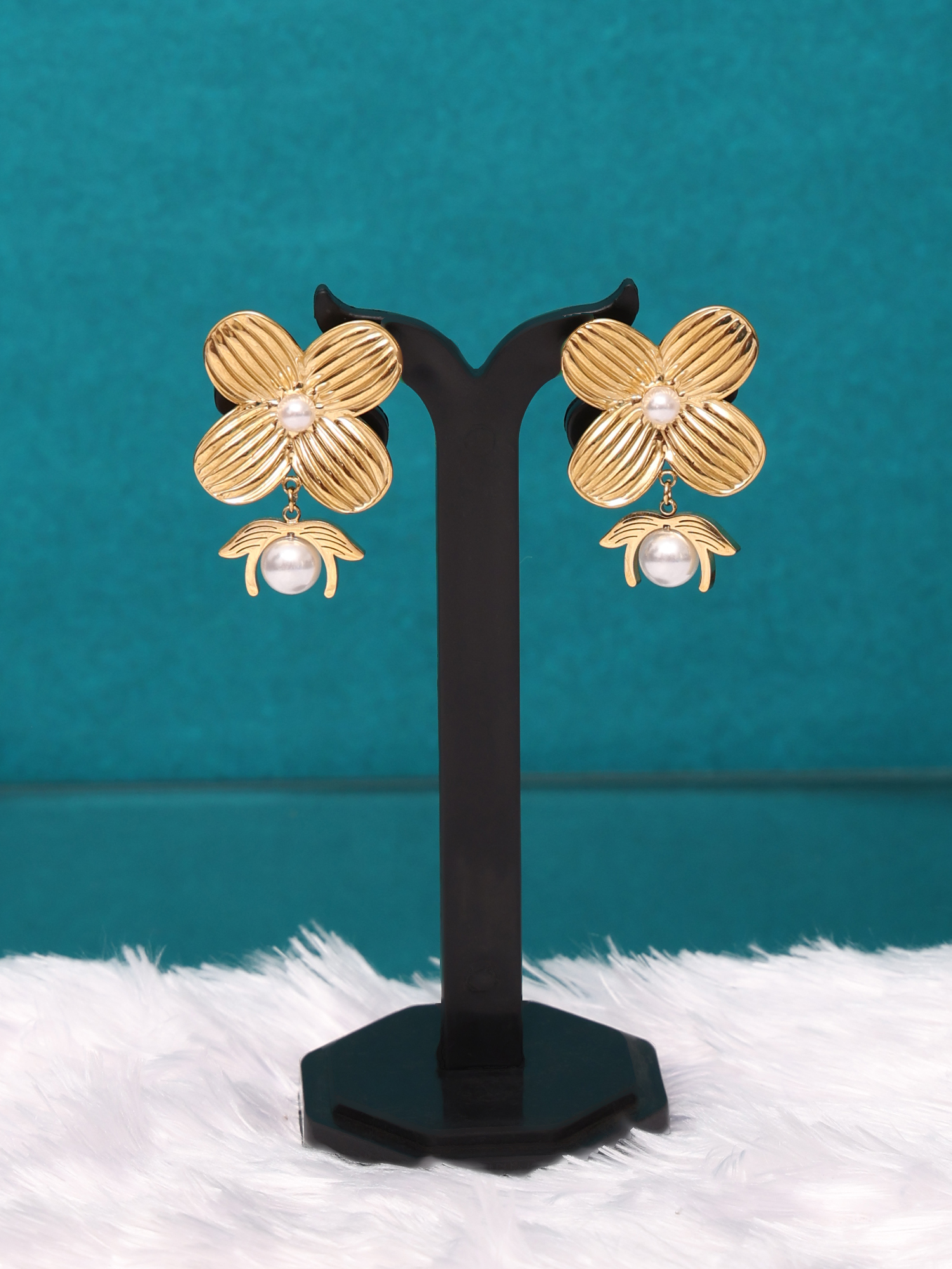 Pearl Bloom Anti-Tarnish Drop Earrings