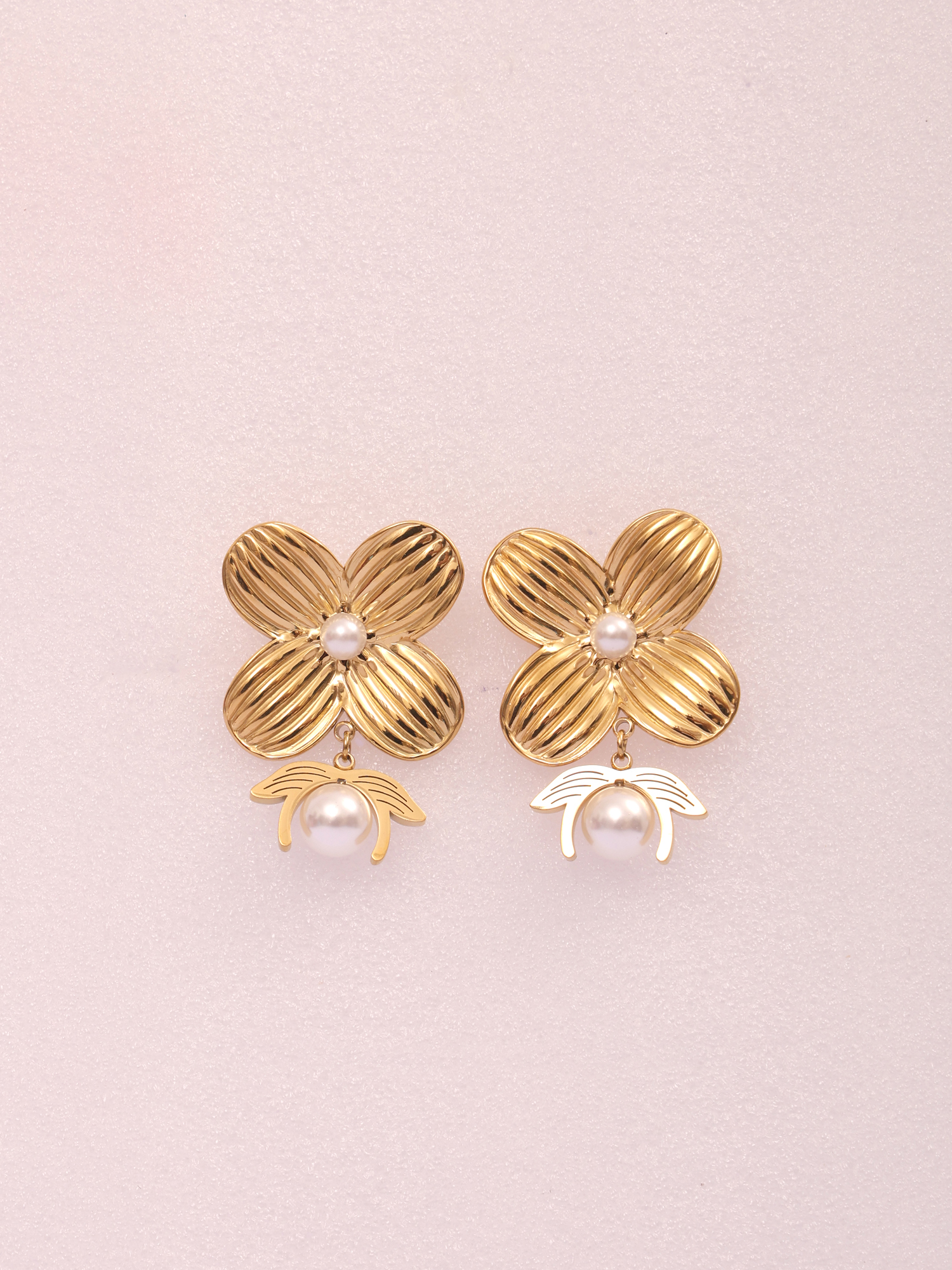 Pearl Bloom Anti-Tarnish Drop Earrings