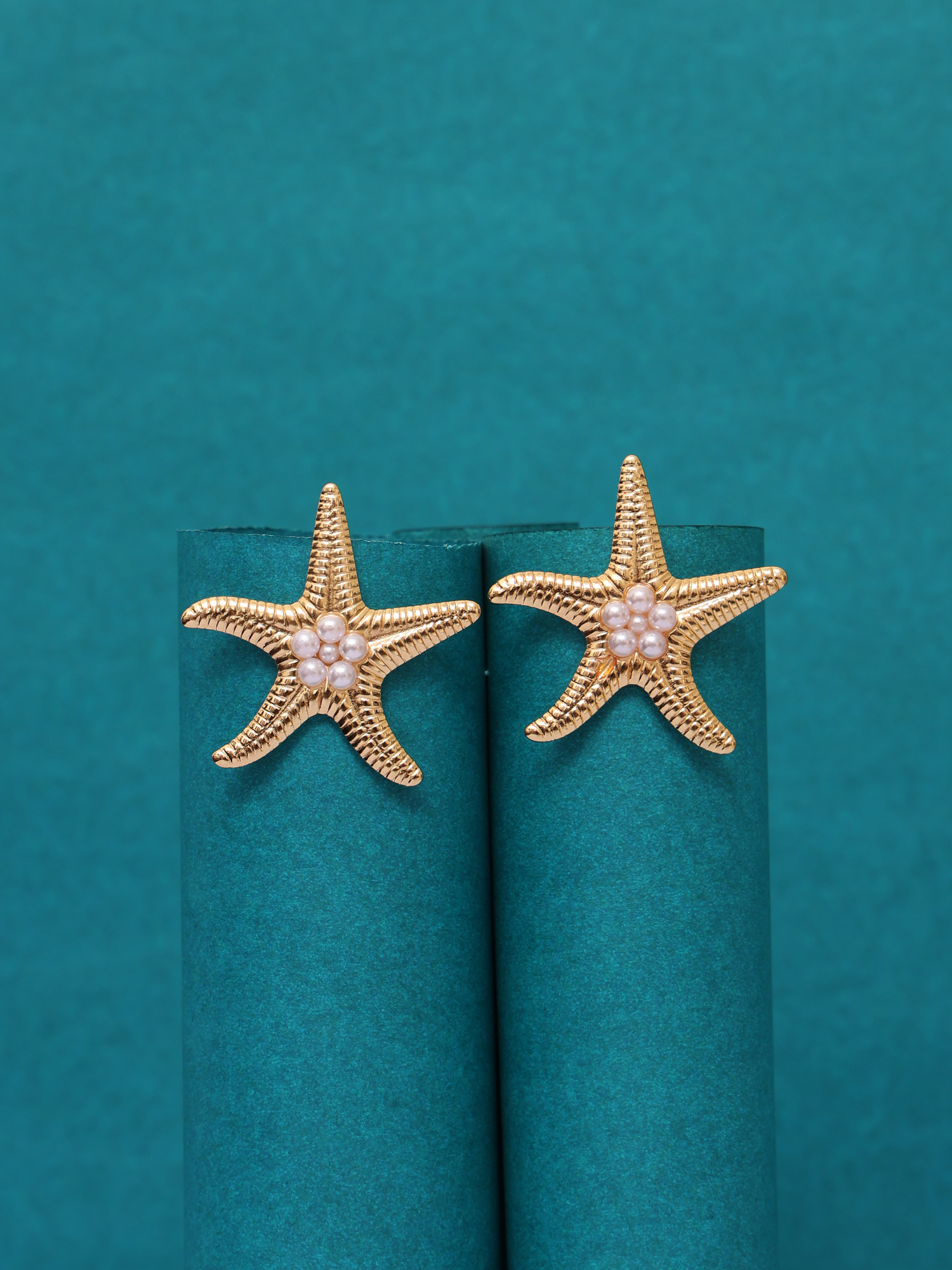 Pearl Starfish Anti-Tarnish Stud Earrings