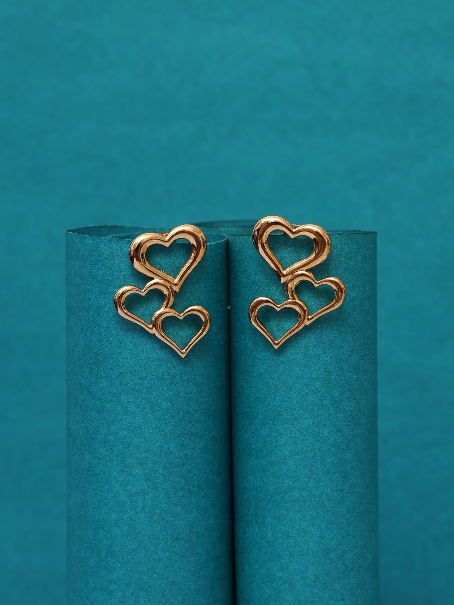 Triple Heart Anti-Tarnish Statement Earrings