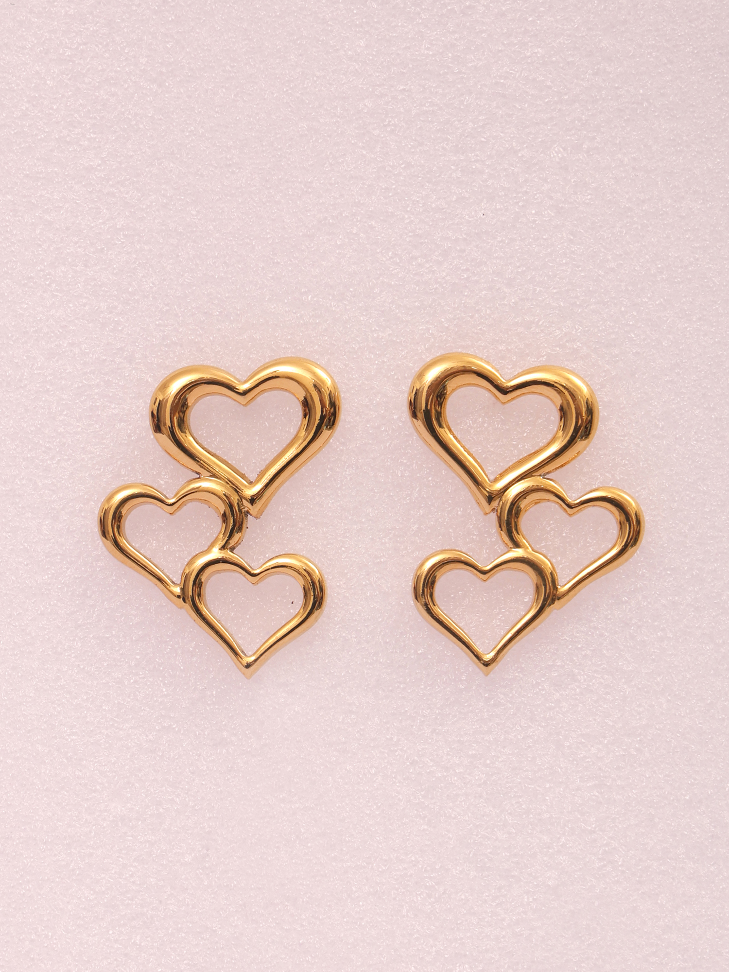 Triple Heart Anti-Tarnish Statement Earrings