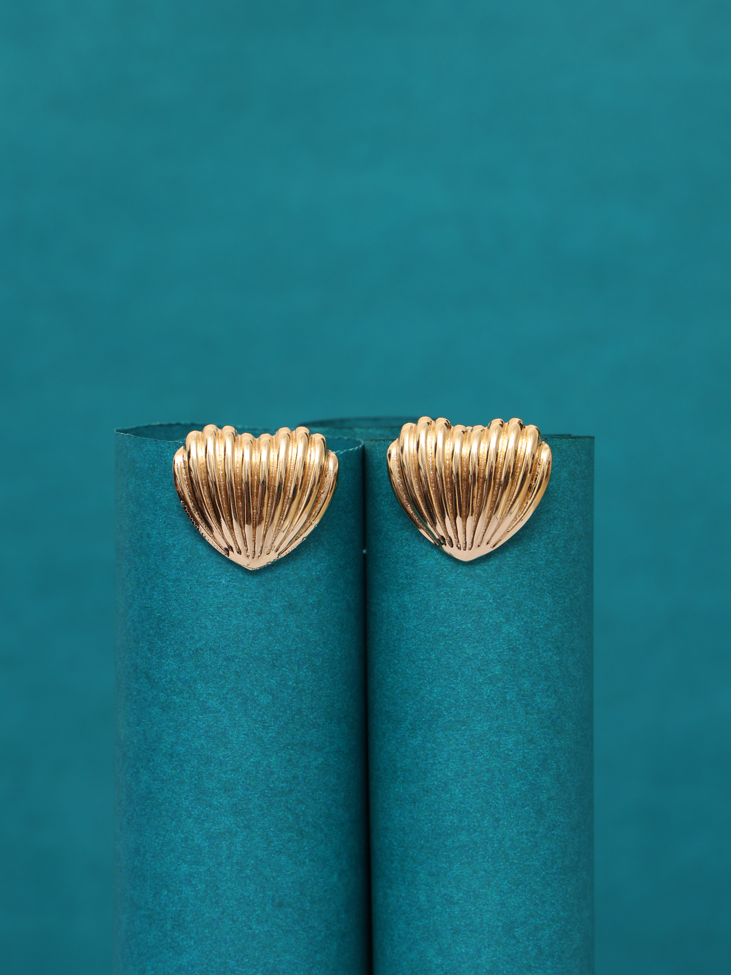 Golden Heart Anti-Tarnish Stud Earrings