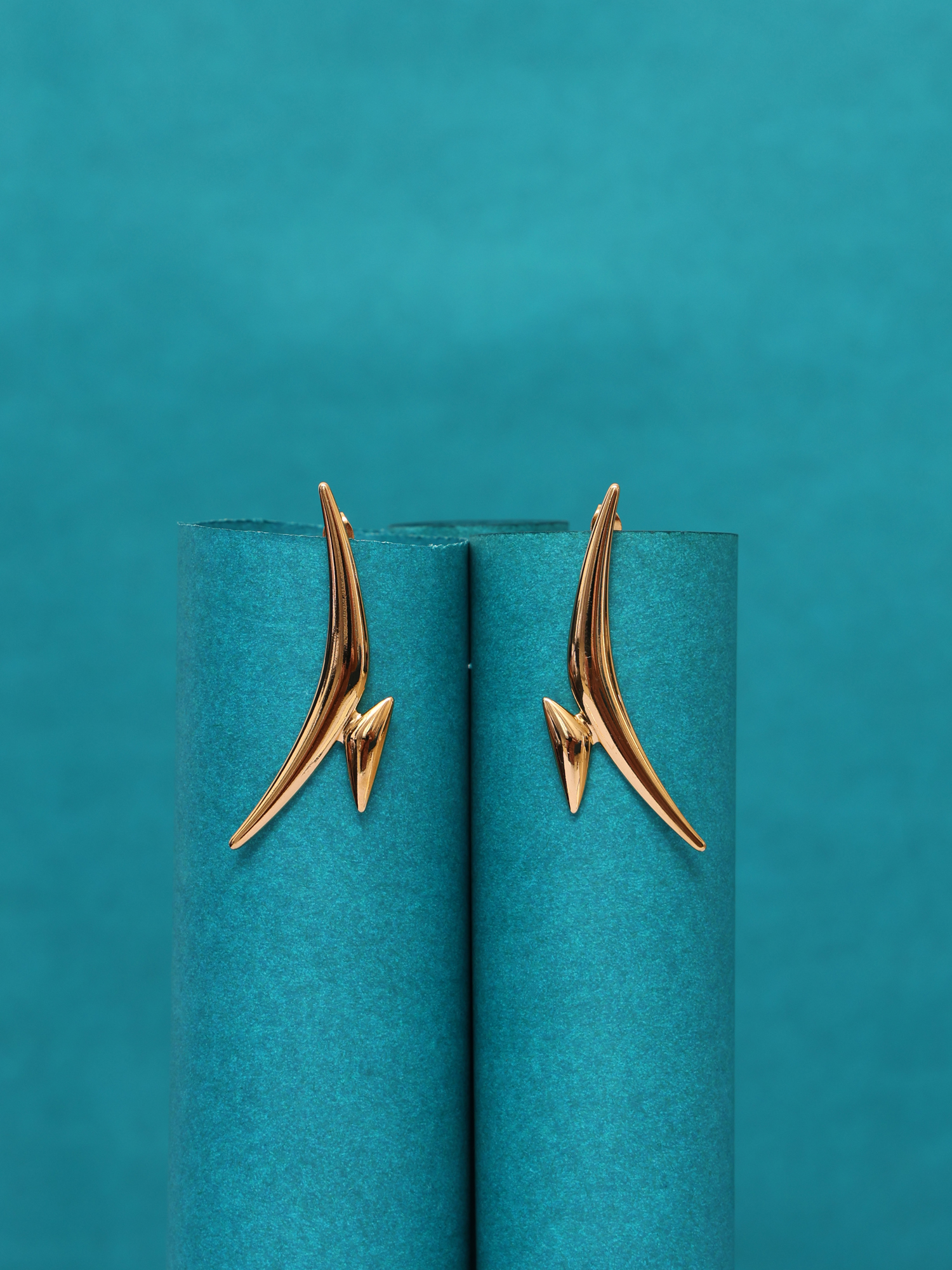 Lightning Curve Anti-Tarnish Statement Earrings