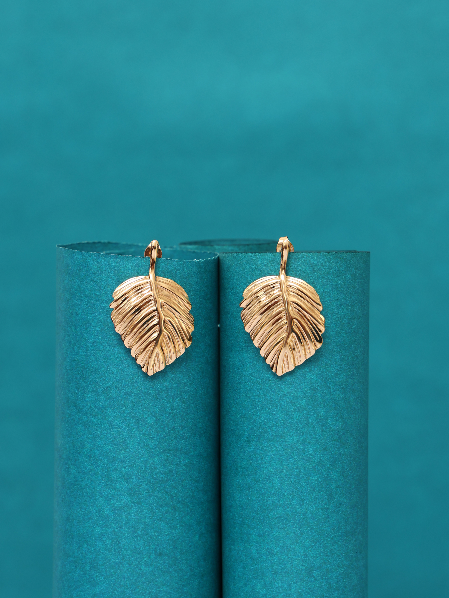 Golden Leaf Anti-Tarnish Earrings