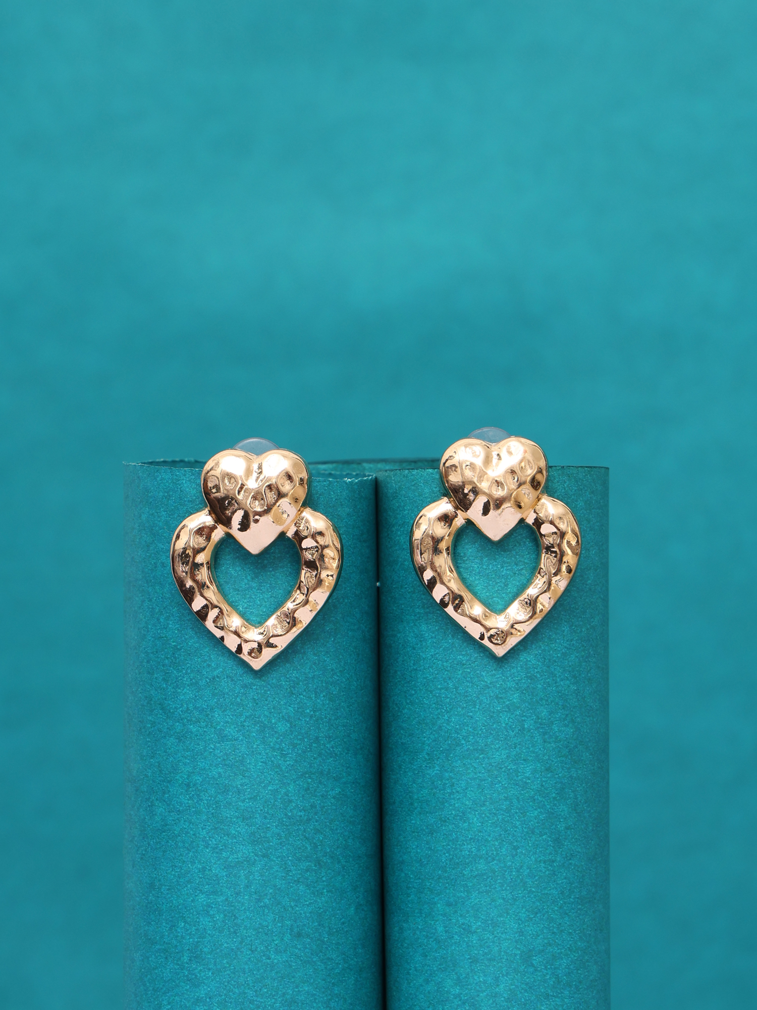Dual Heart Anti-Tarnish Statement Earrings