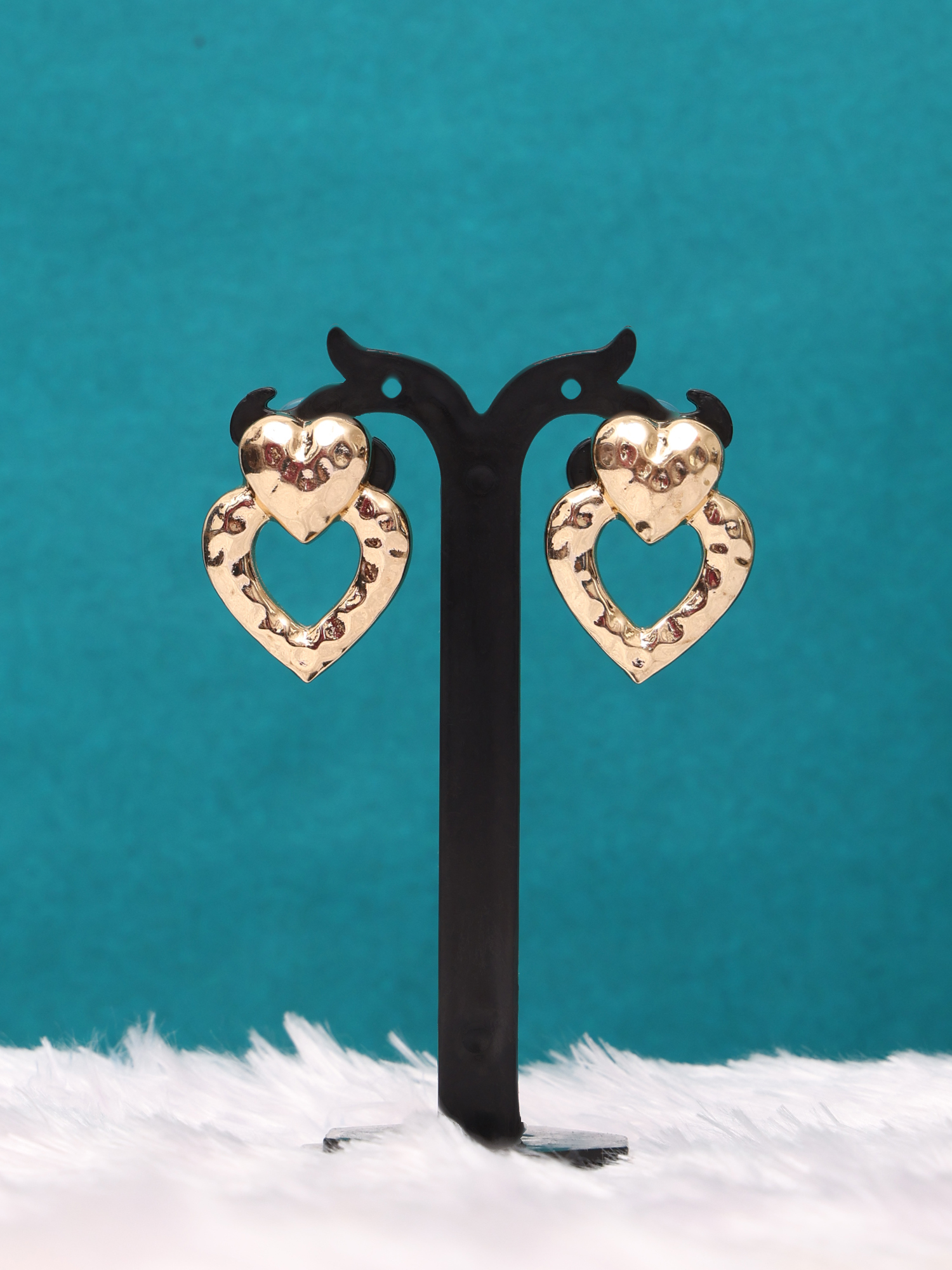 Dual Heart Anti-Tarnish Statement Earrings