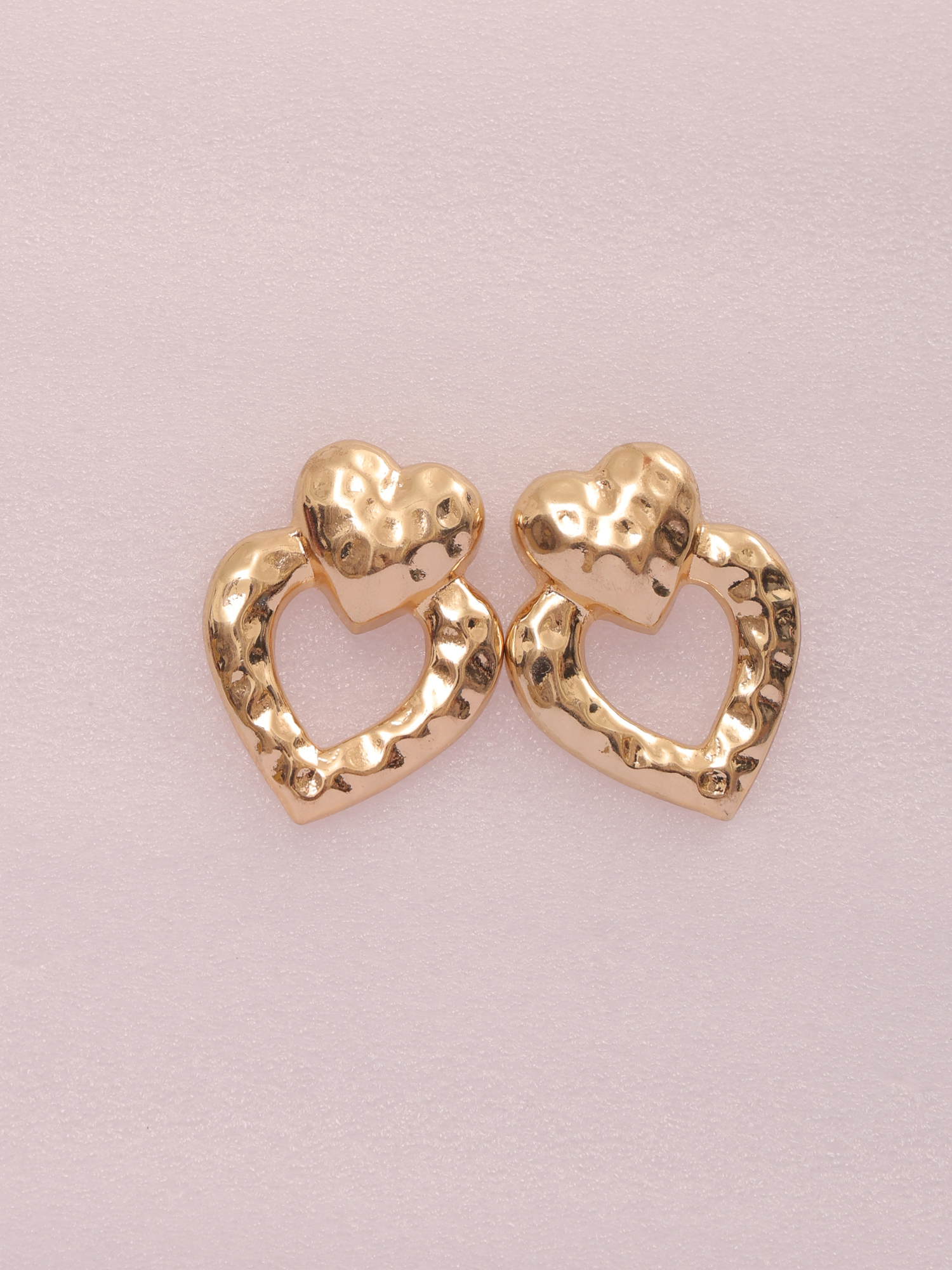 Dual Heart Anti-Tarnish Statement Earrings