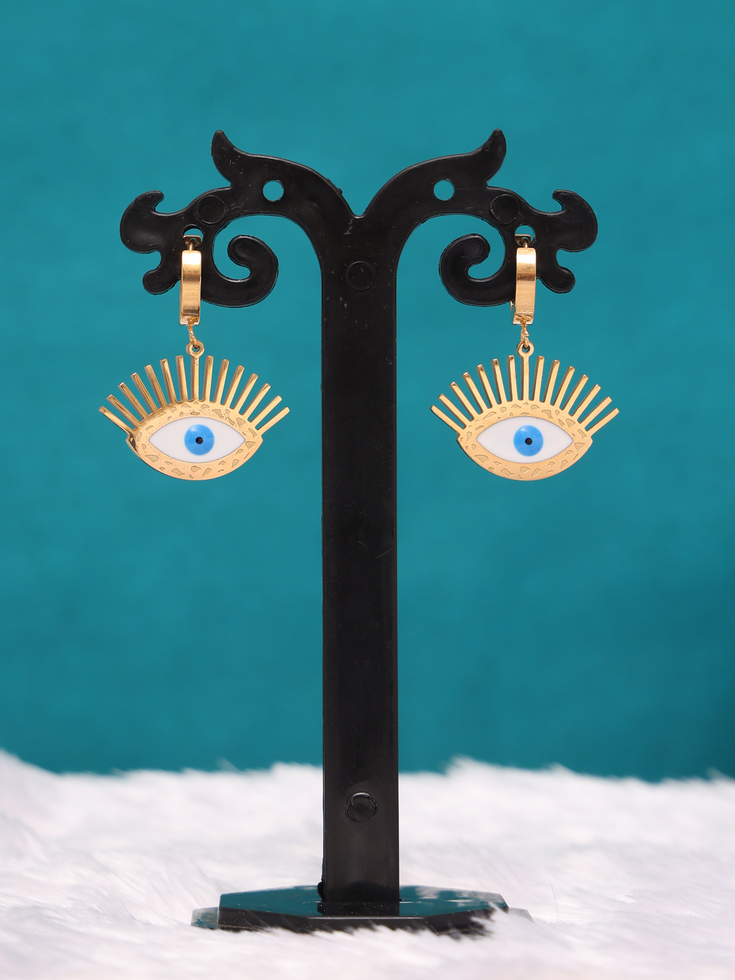 Evil Eye Anti-Tarnish Hoop Earrings