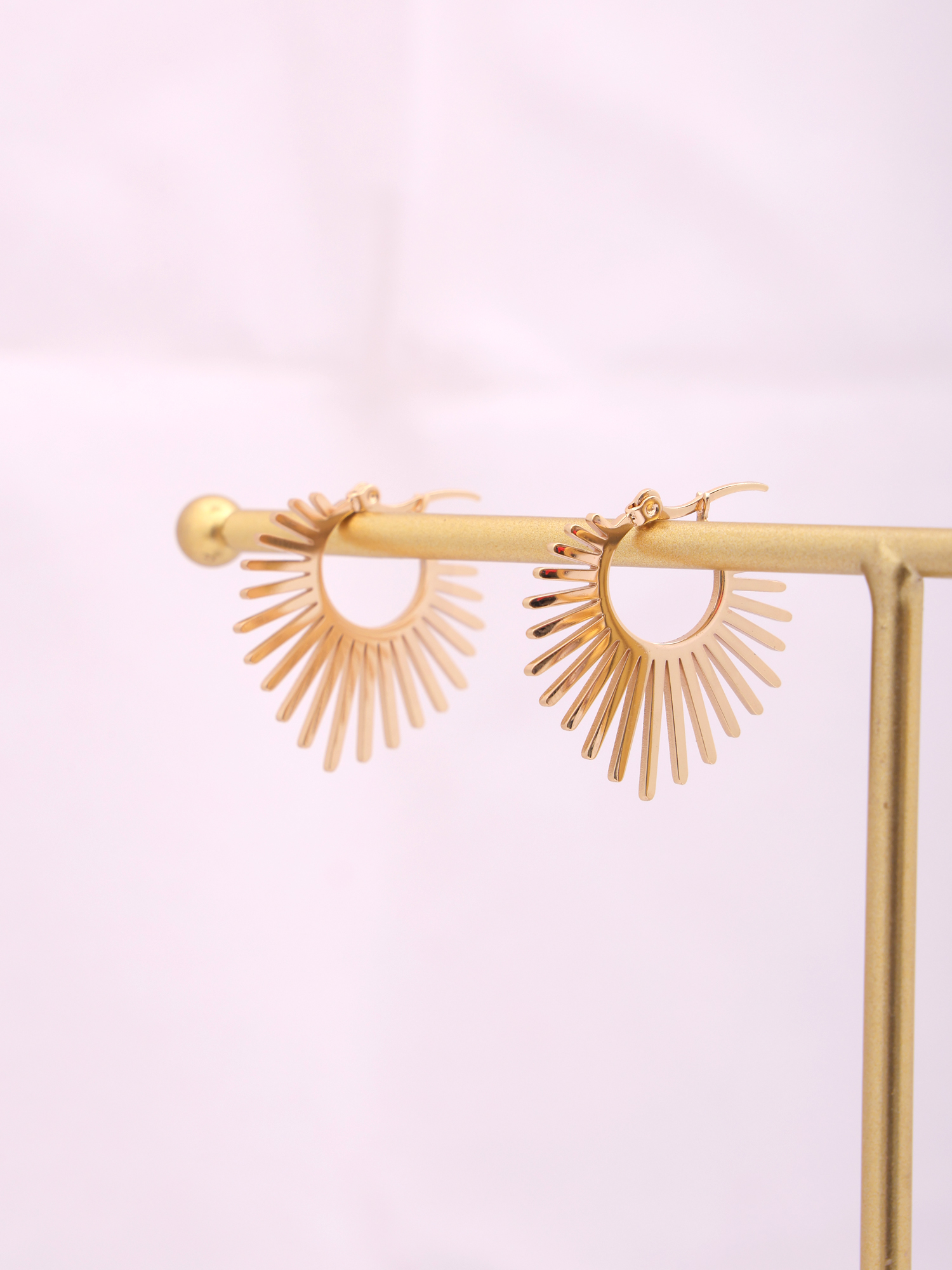 Sunburst Anti-Tarnish Hoop Earrings