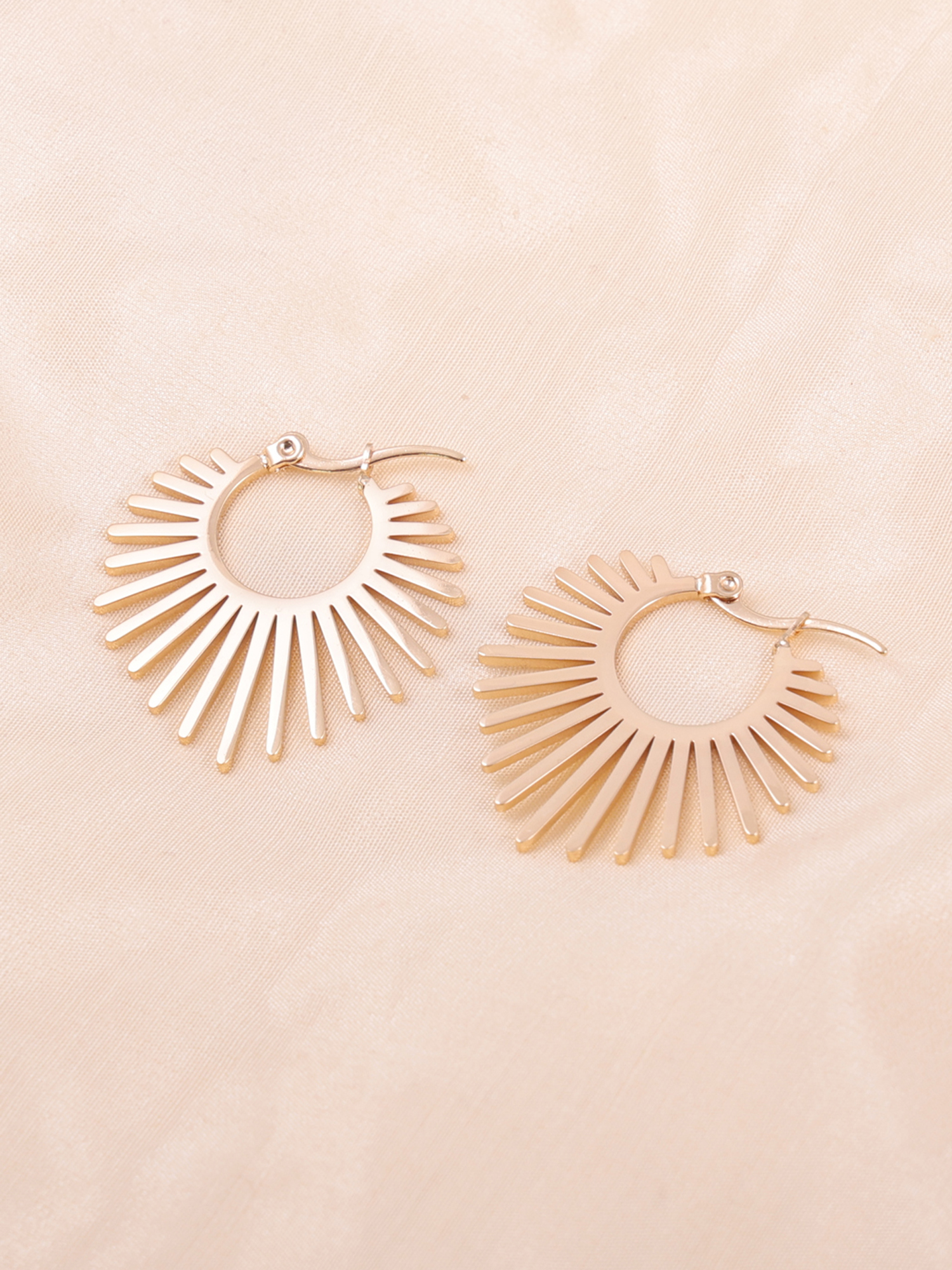Sunburst Anti-Tarnish Hoop Earrings