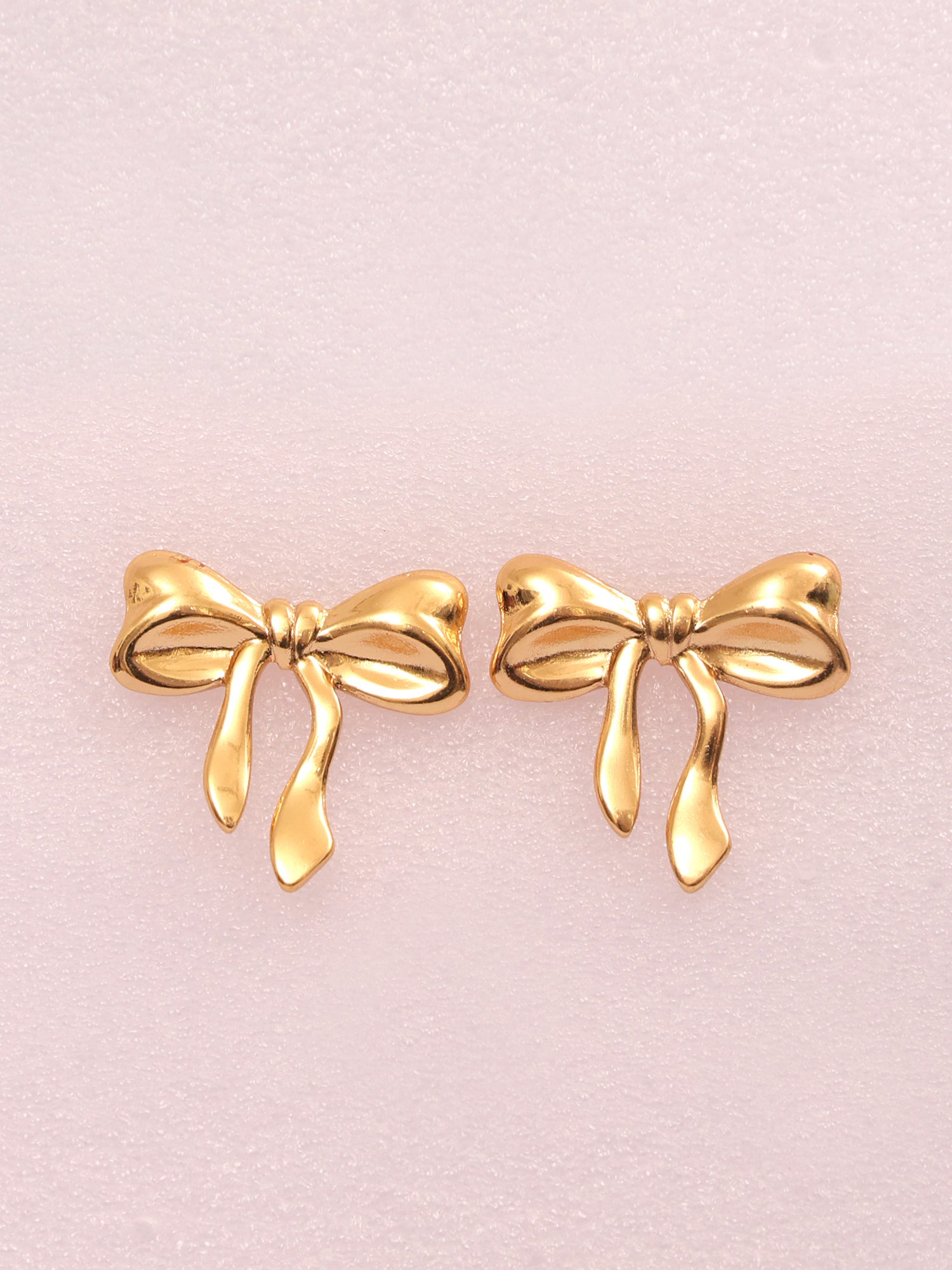 Golden Bow Anti-Tarnish Stud Earrings