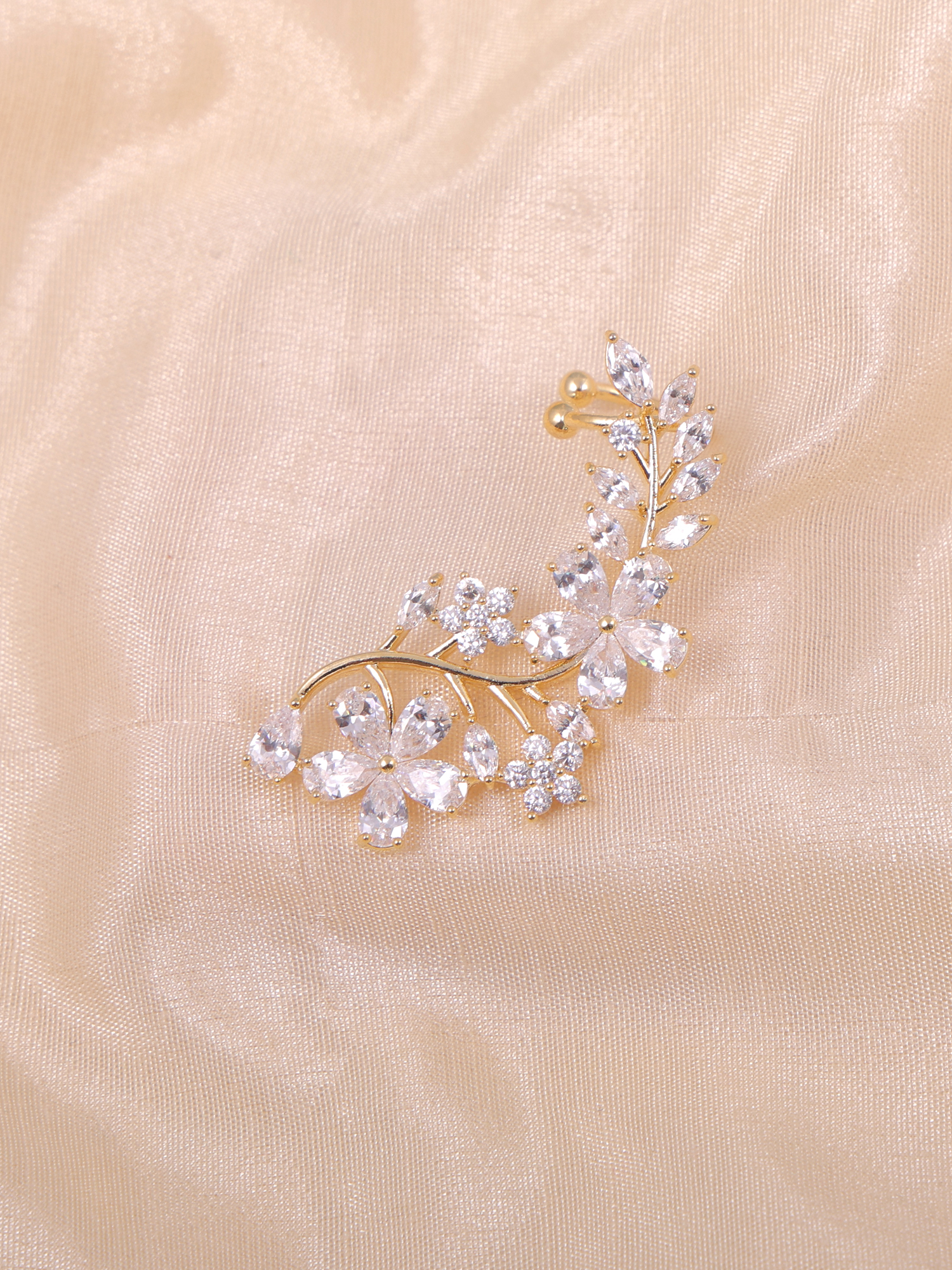 Golden Blossom Crystal Ear Cuff Earring