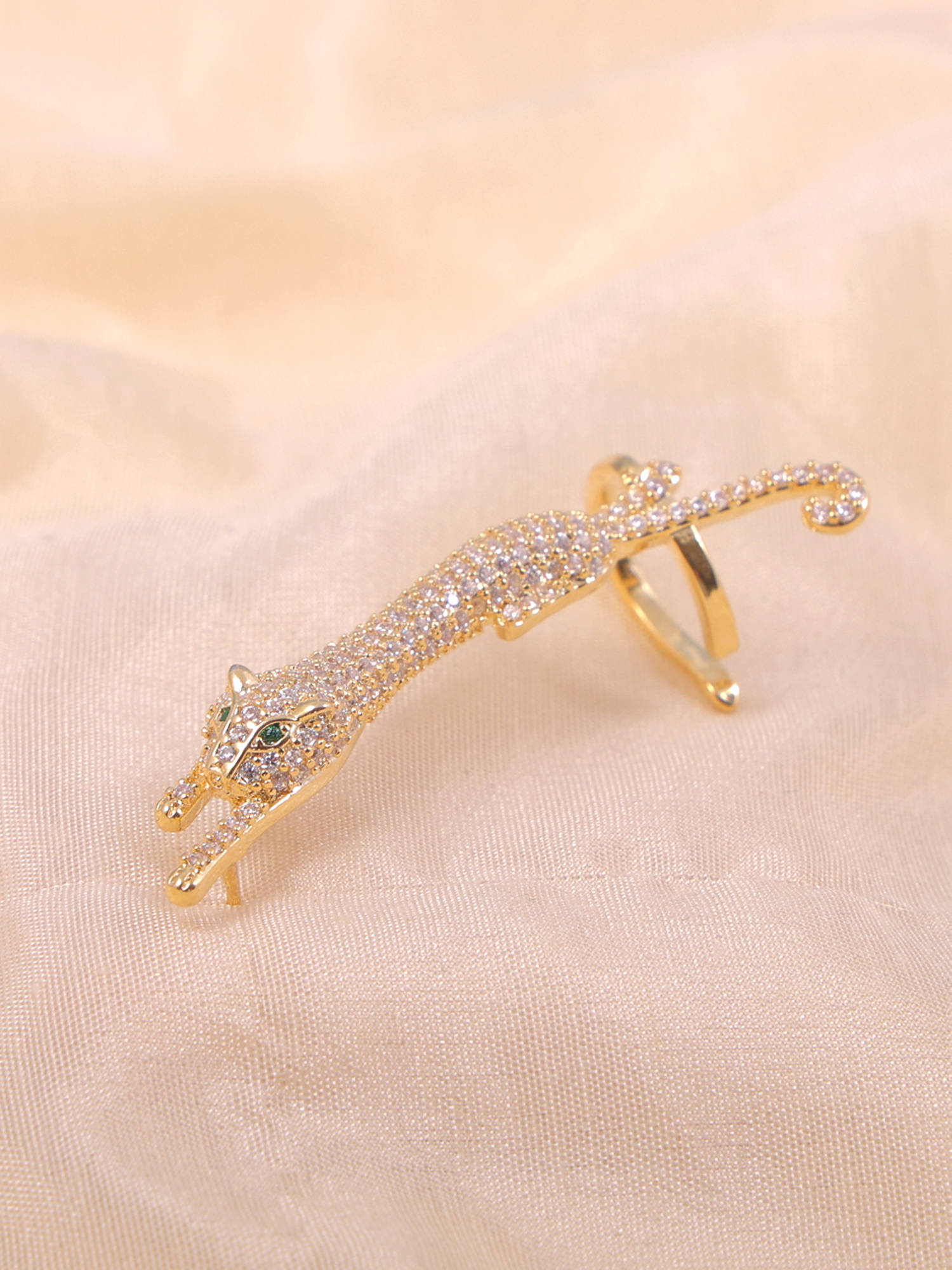Golden Leopard Crystal Ear Cuff Earring