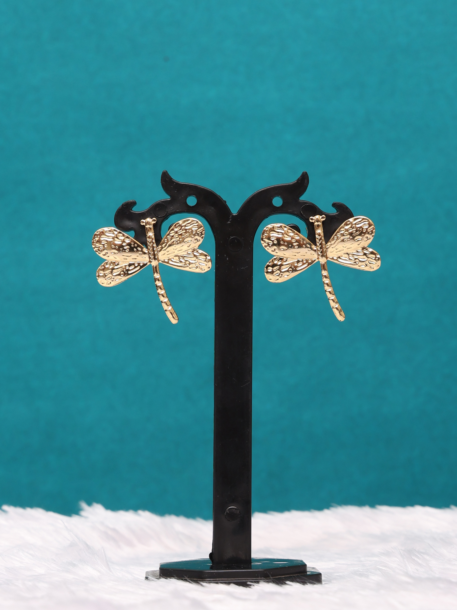 Golden Dragonfly Anti-Tarnish Earrings