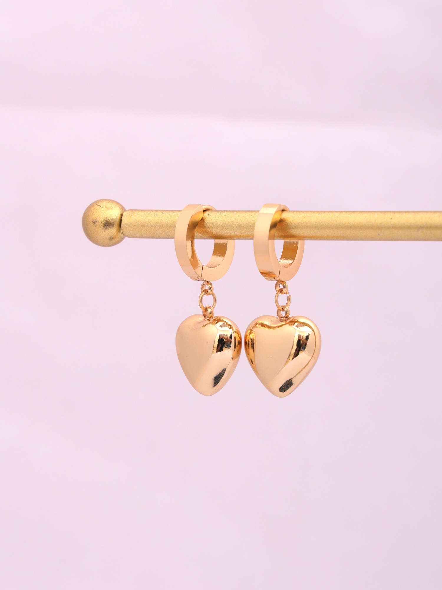 Golden Heart Hoop Anti-Tarnish Earrings