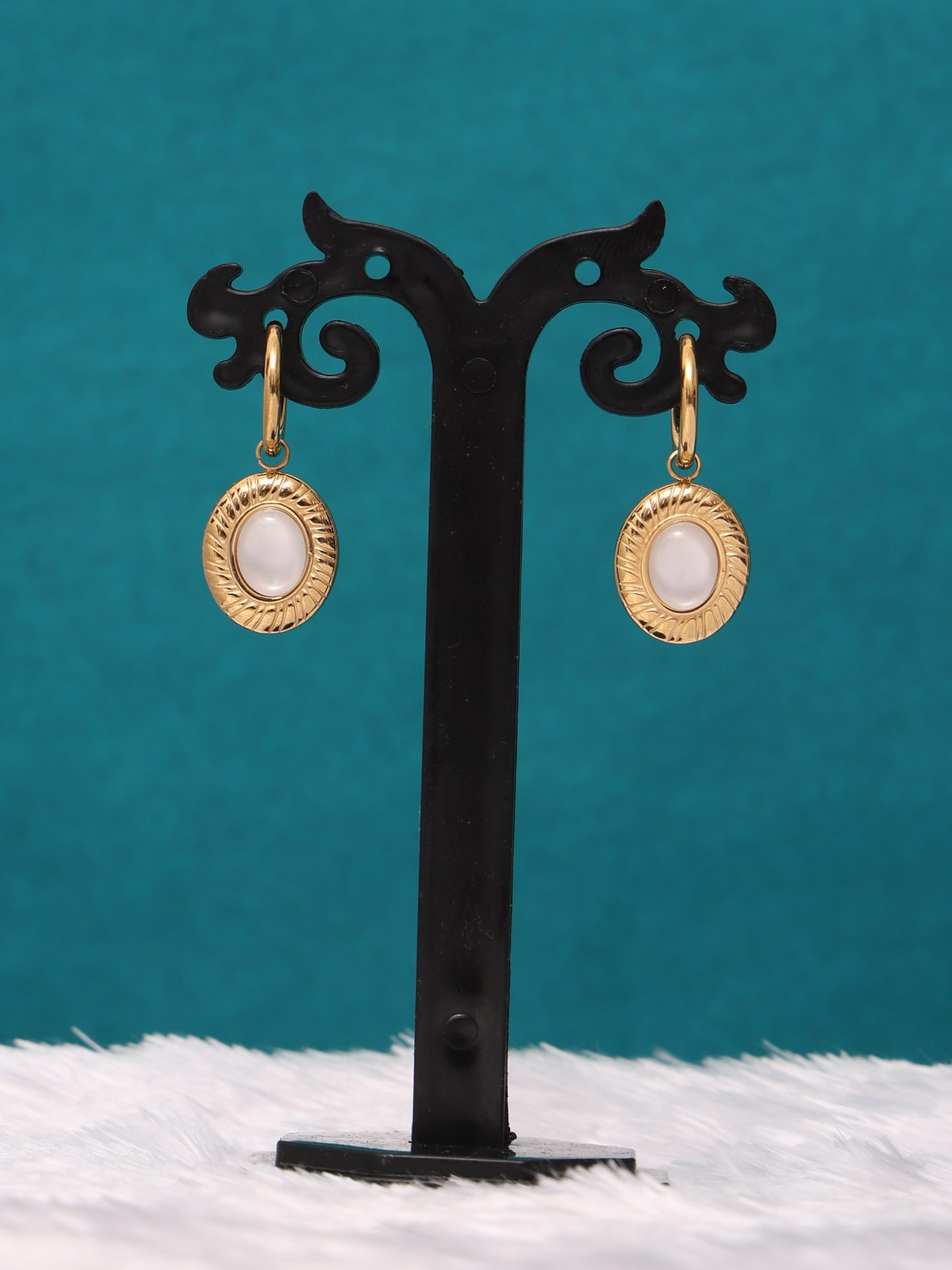 Pearl Halo Anti-Tarnish Hoop Earrings