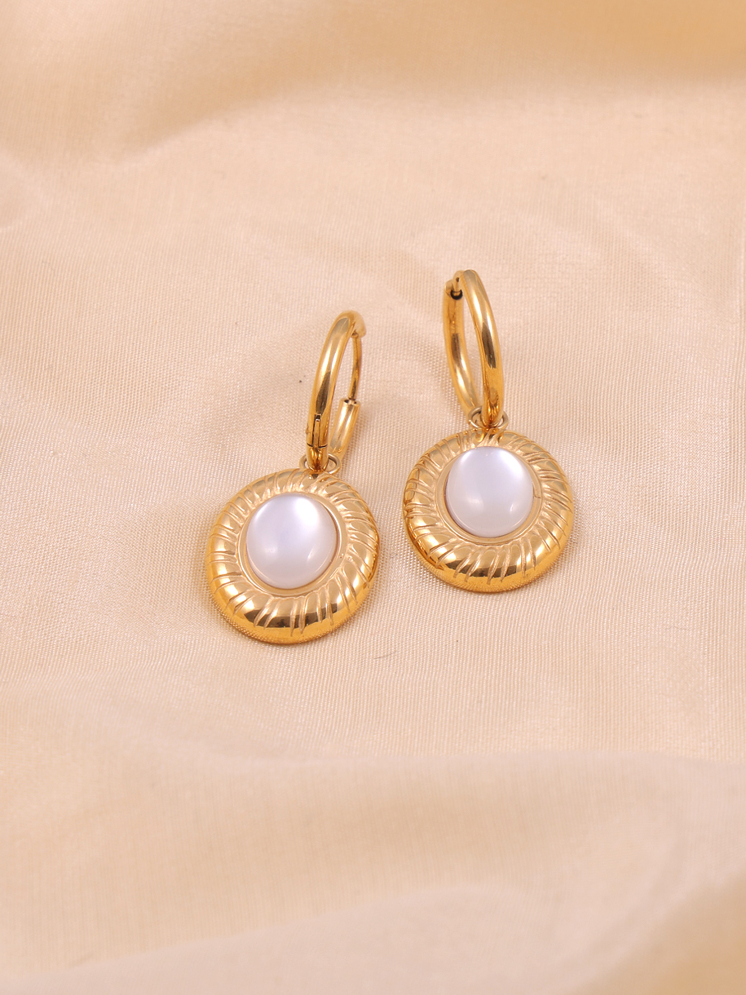 Pearl Halo Anti-Tarnish Hoop Earrings