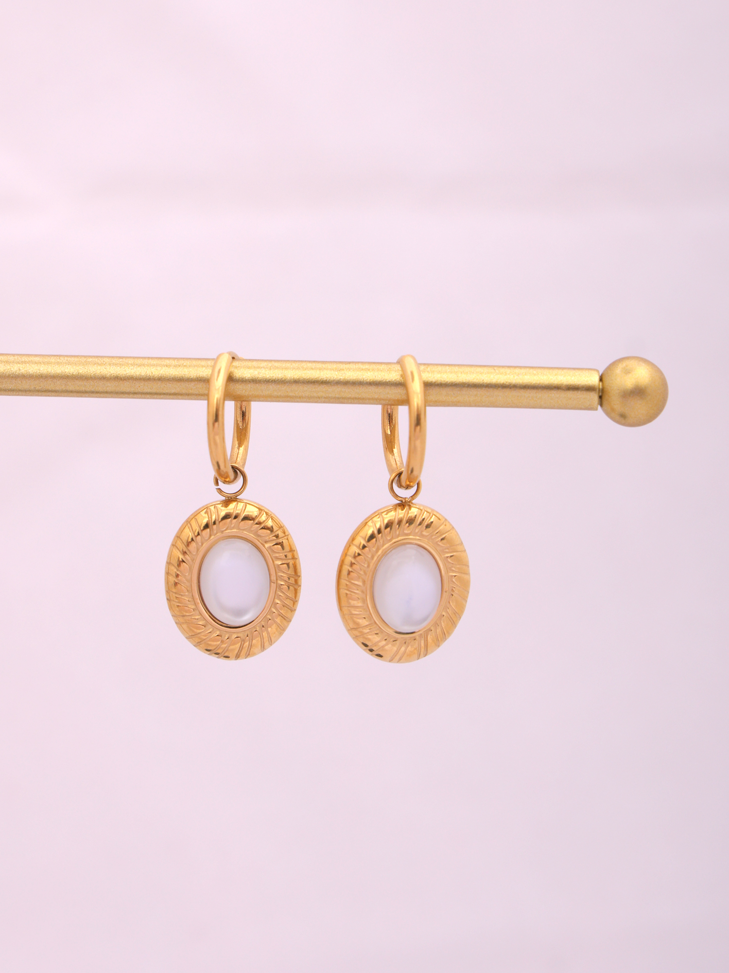 Pearl Halo Anti-Tarnish Hoop Earrings