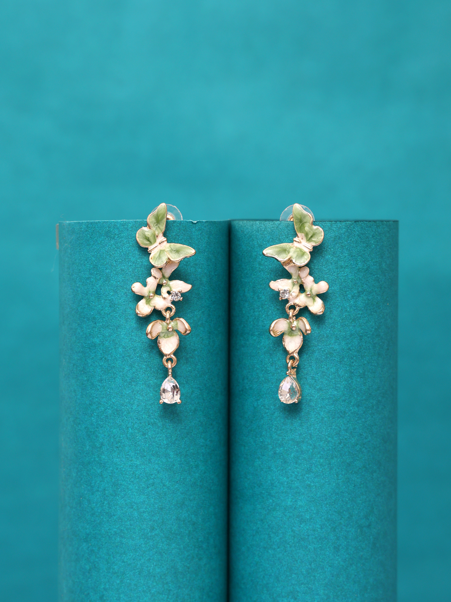 Sage Butterfly Blossom Anti-Tarnish Earrings