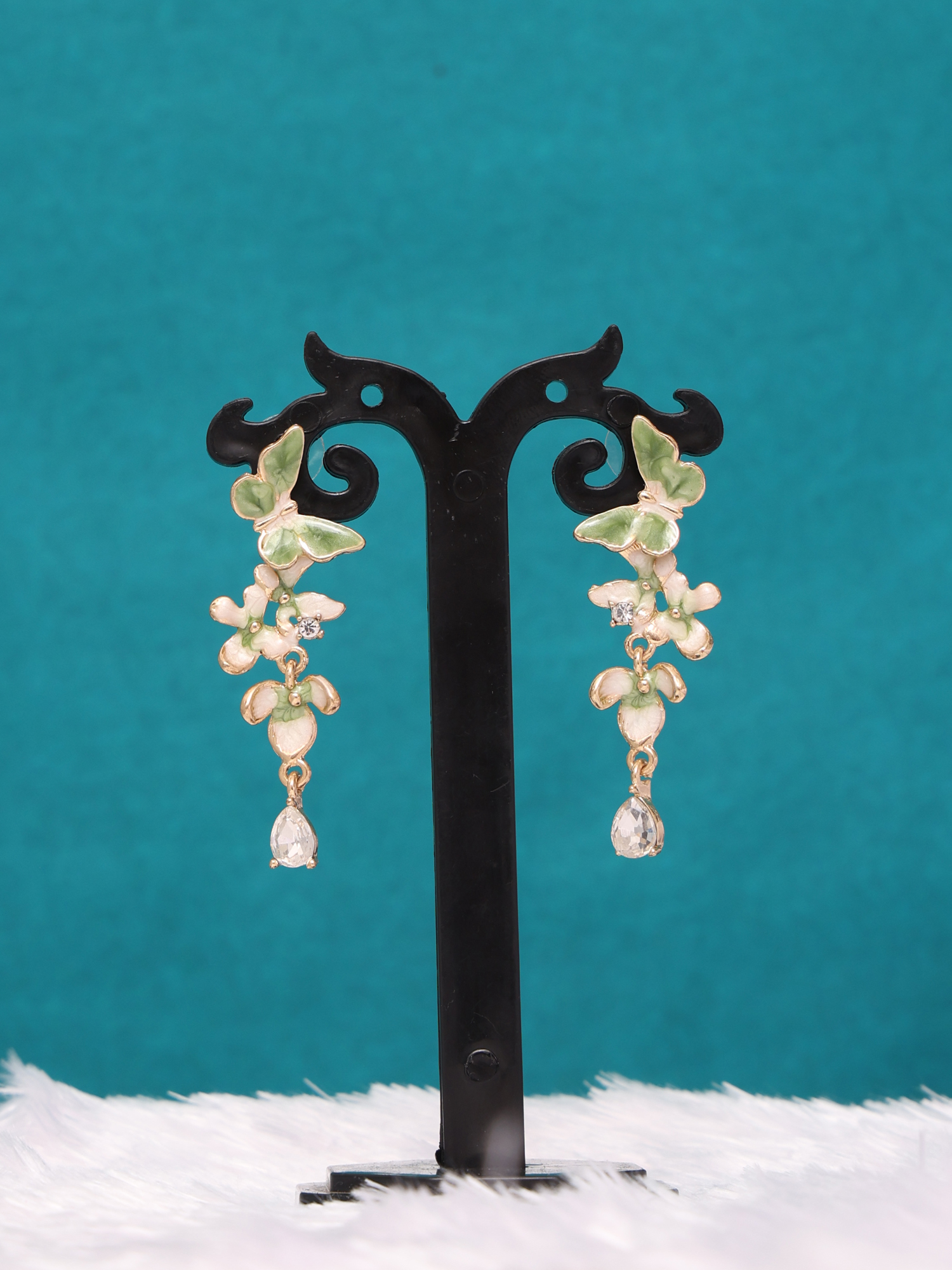 Sage Butterfly Blossom Anti-Tarnish Earrings