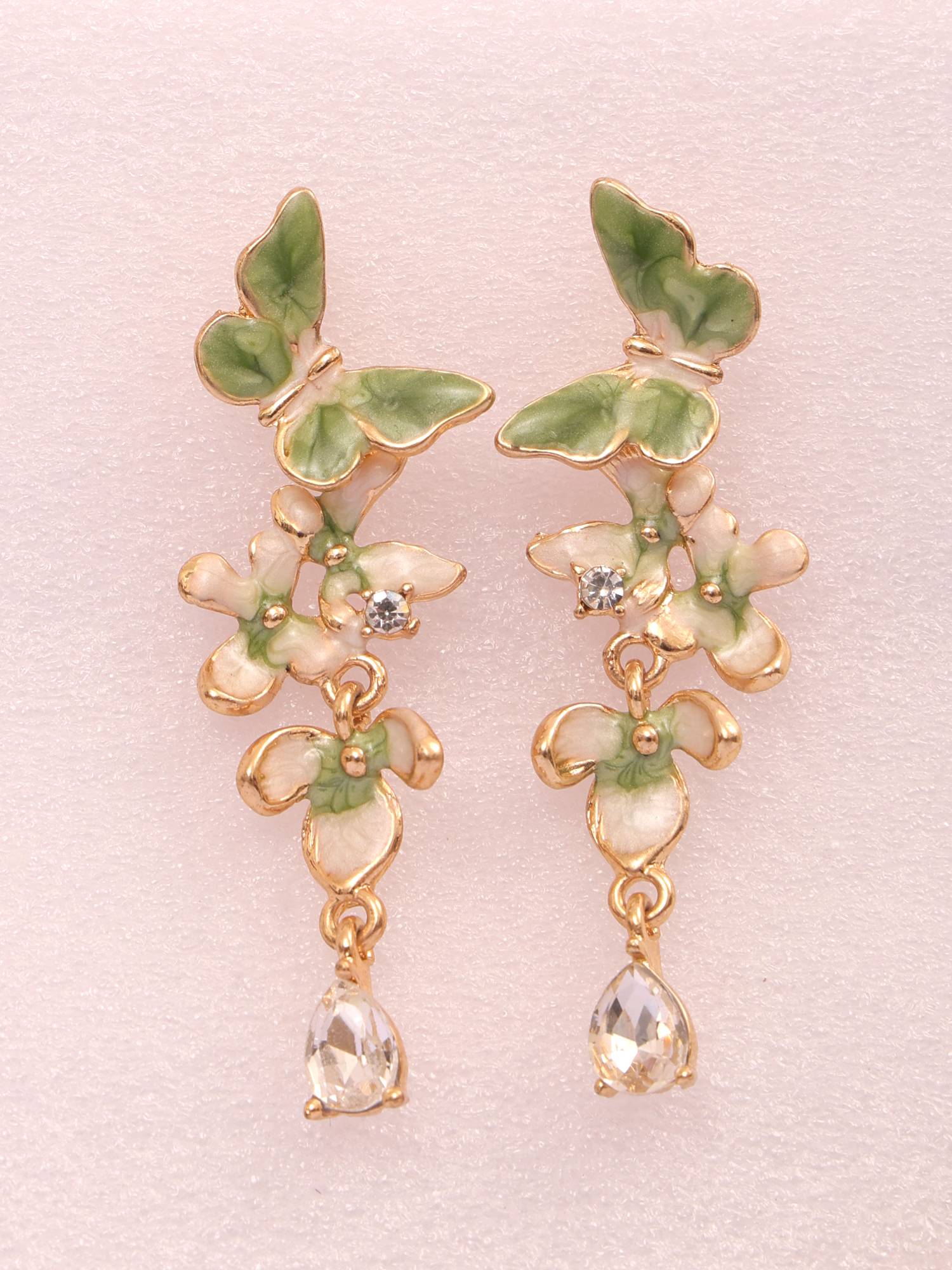 Sage Butterfly Blossom Anti-Tarnish Earrings