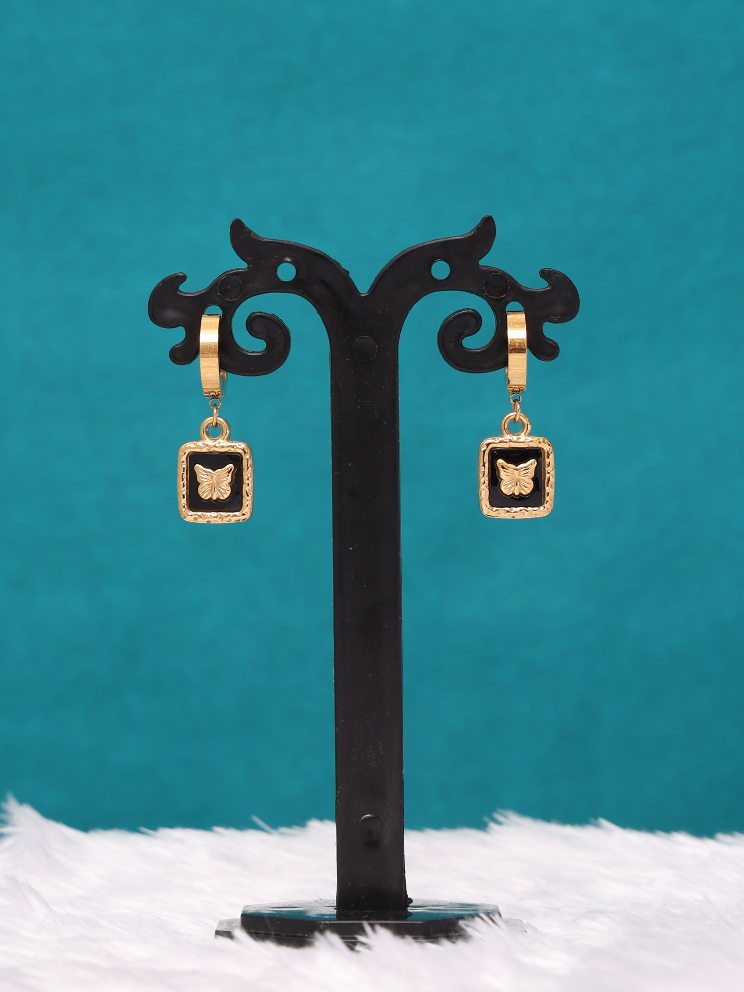Noir Butterfly Charm Anti-Tarnish Earrings