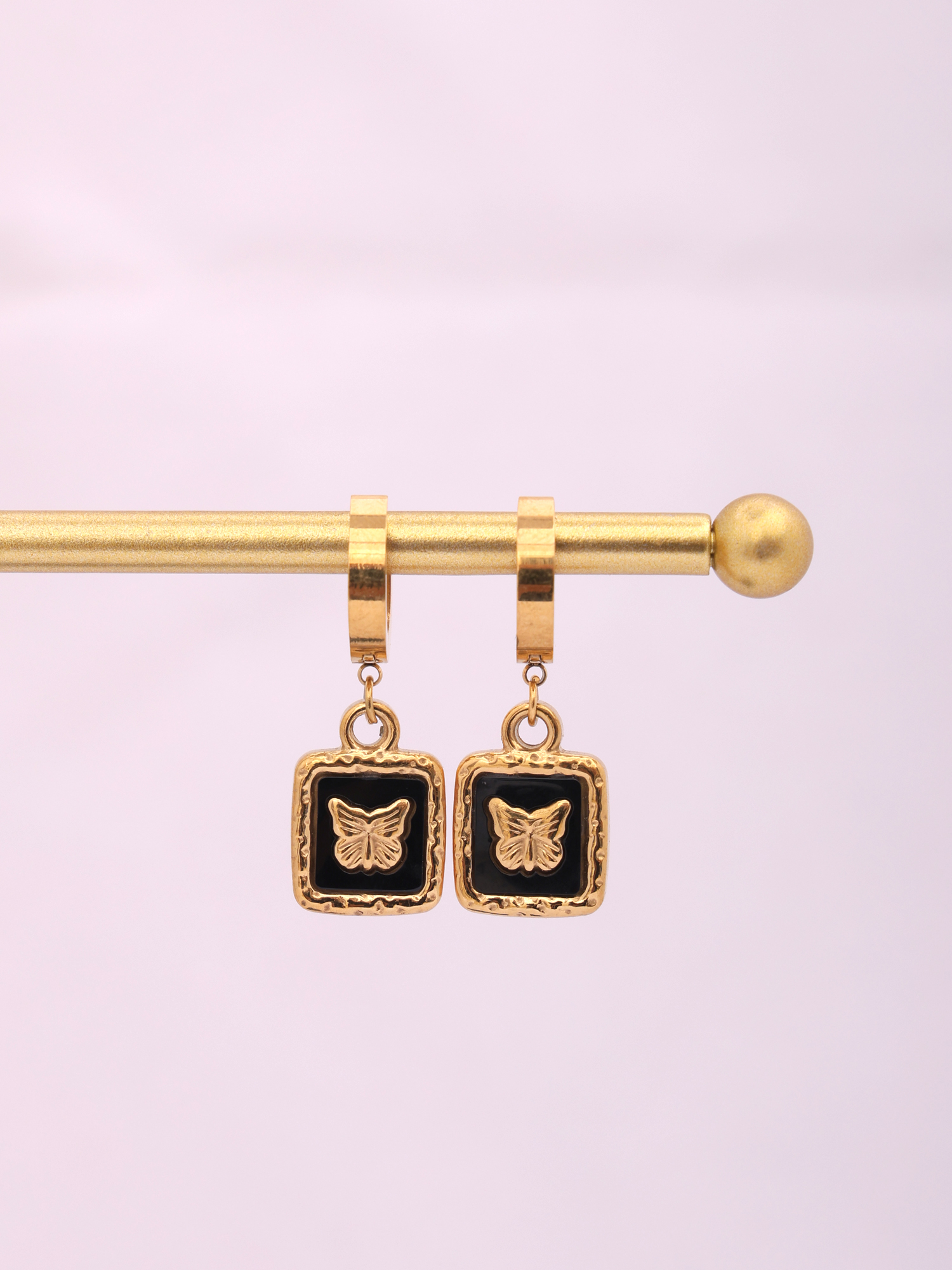Noir Butterfly Charm Anti-Tarnish Earrings