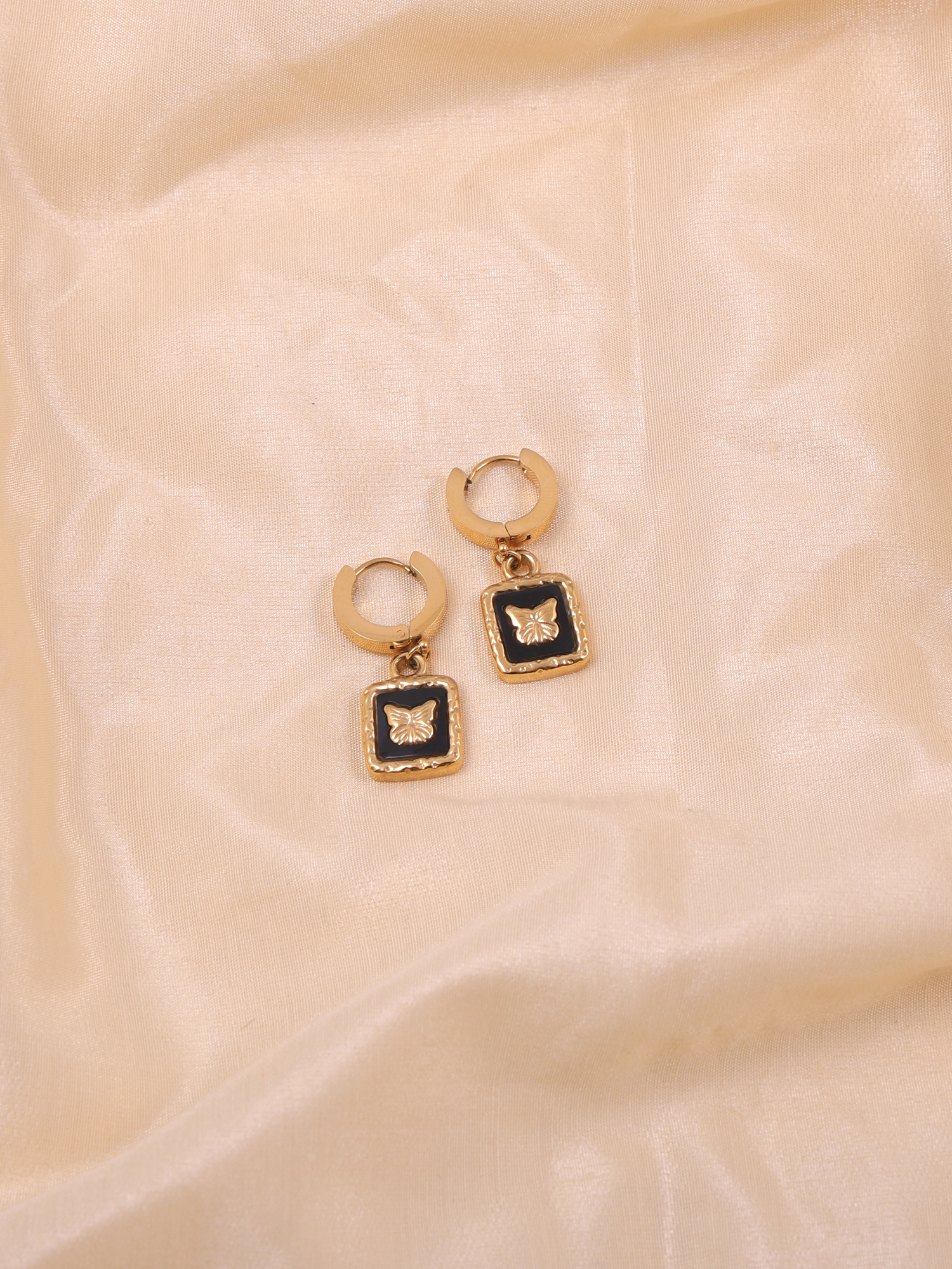 Noir Butterfly Charm Anti-Tarnish Earrings