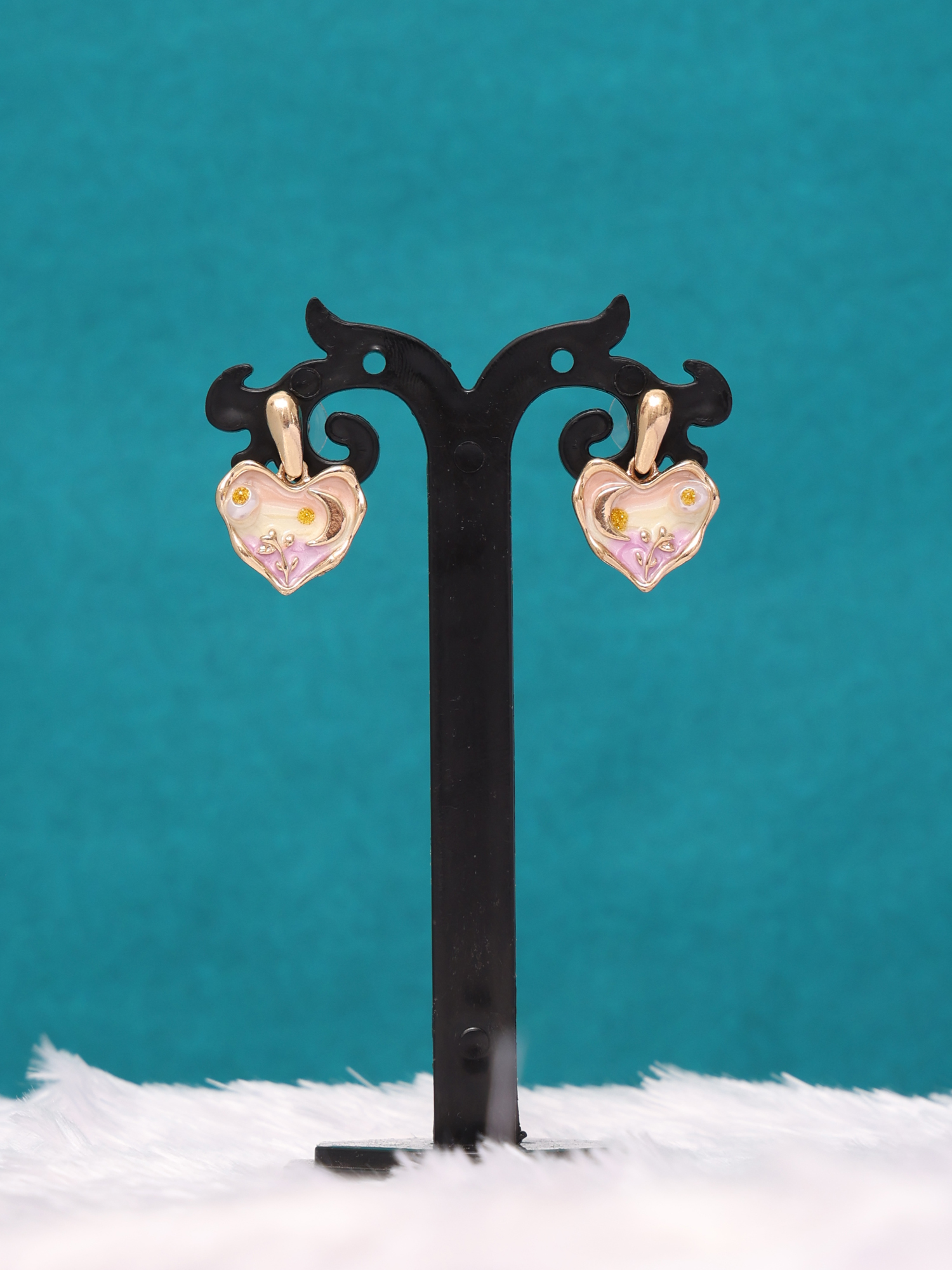 Blush Moon Heart Anti-Tarnish Earrings