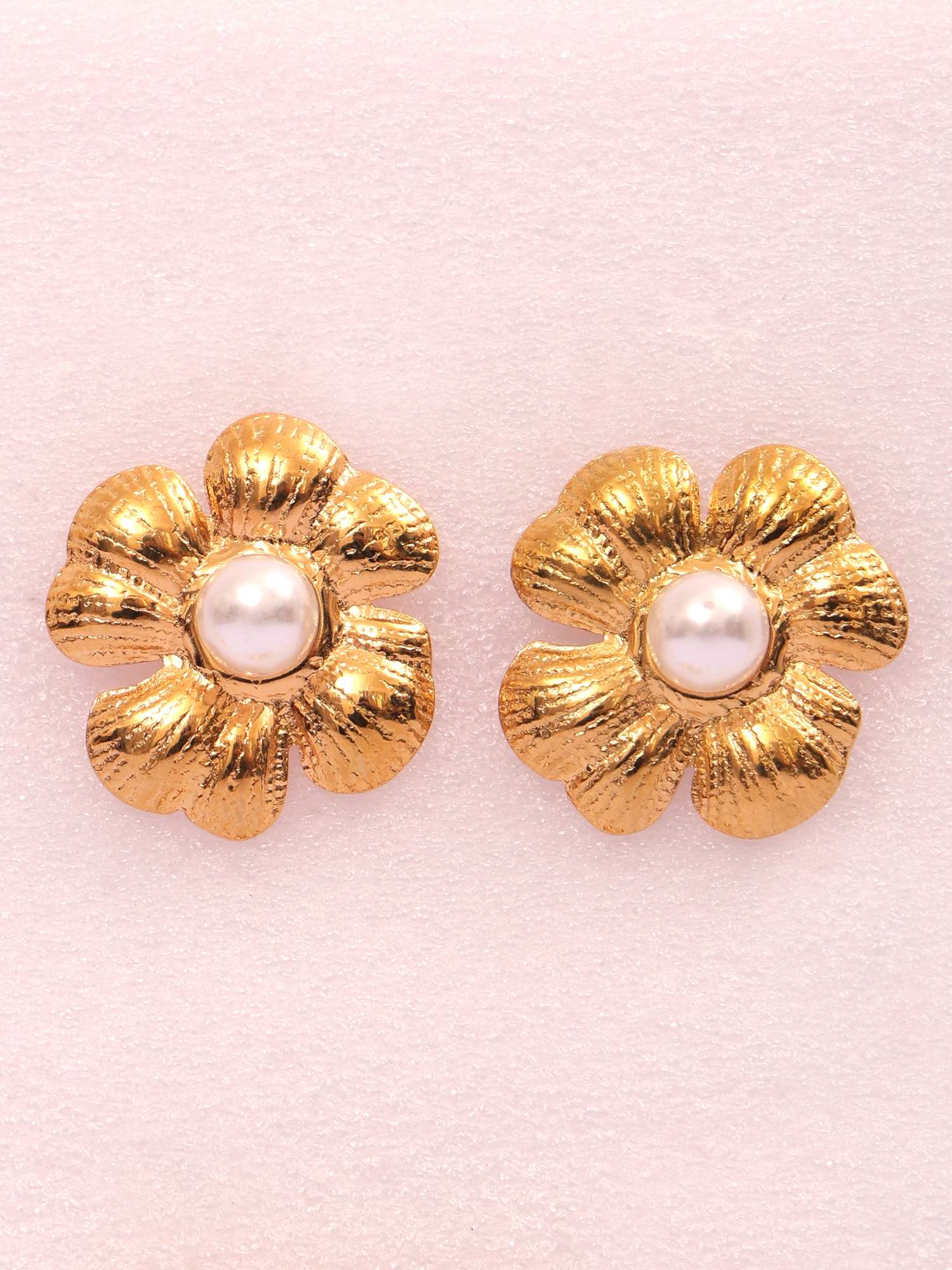 Golden Bloom Pearl Anti-Tarnish Earrings