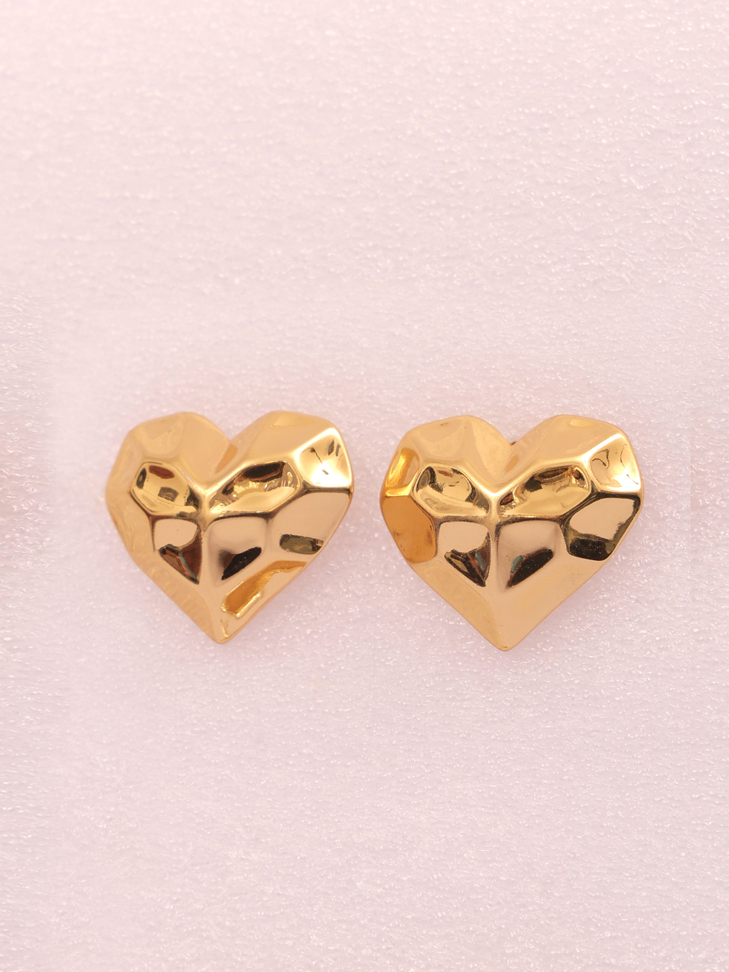 Golden Crushed Heart Anti-Tarnish Earrings
