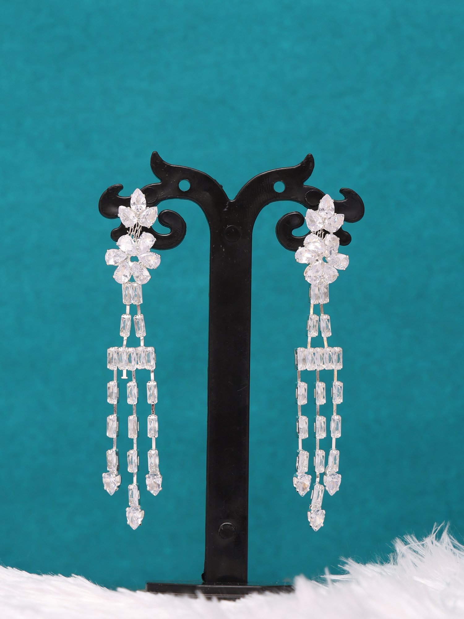 Crystal Bloom Cascade Dangler Earrings