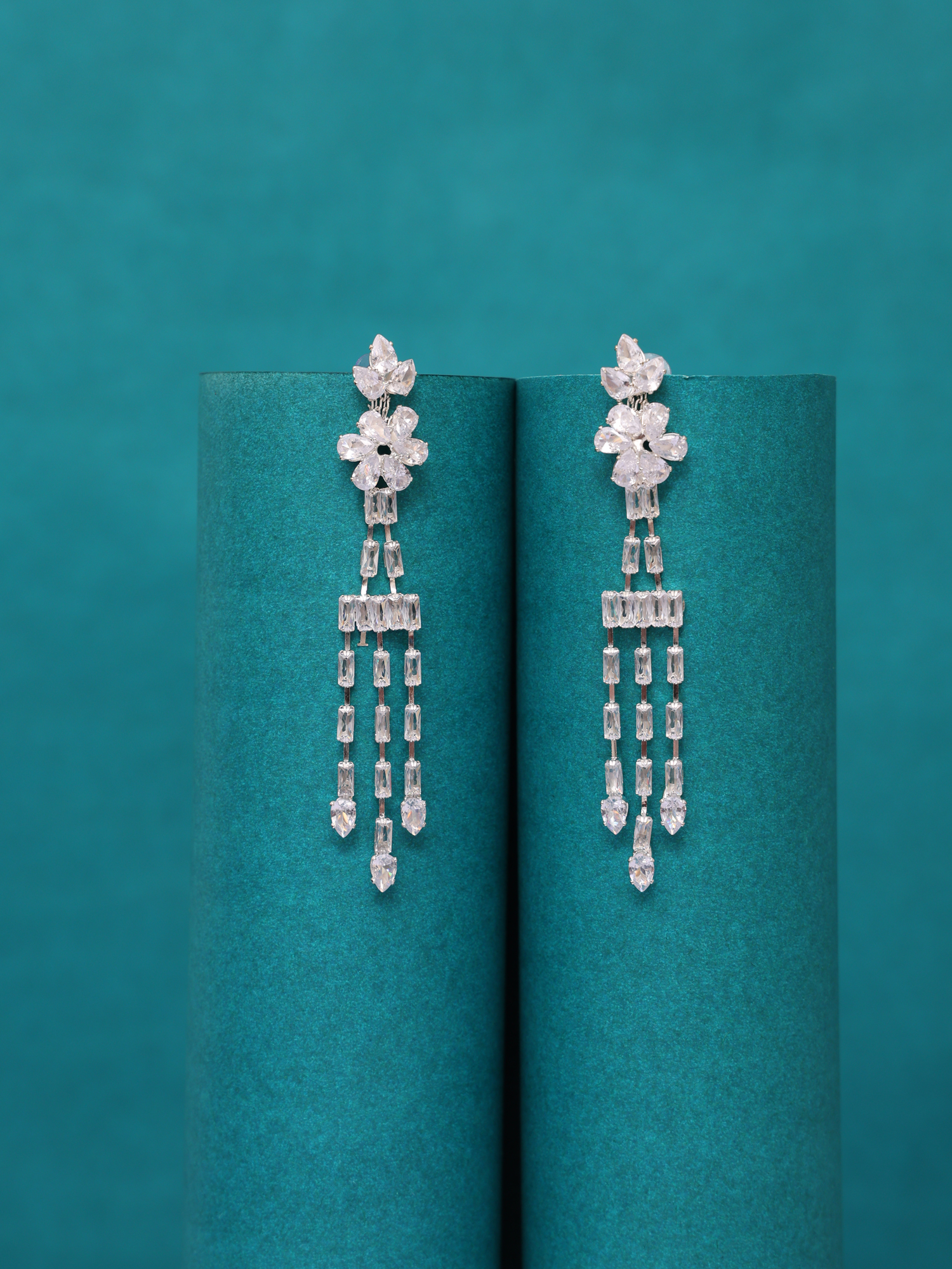 Crystal Bloom Cascade Dangler Earrings