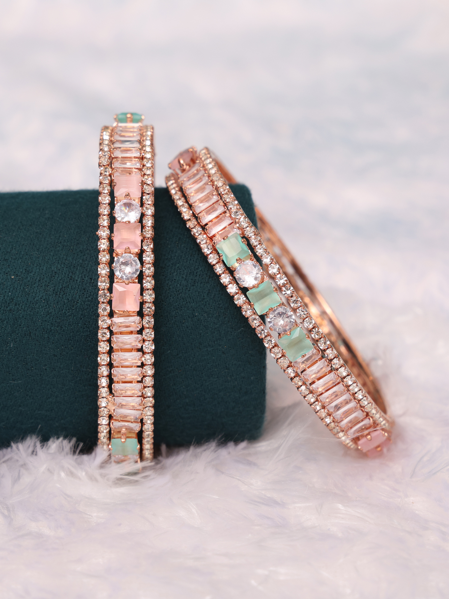 Sparkling Elegance Coloured Square Cut AD Bangles