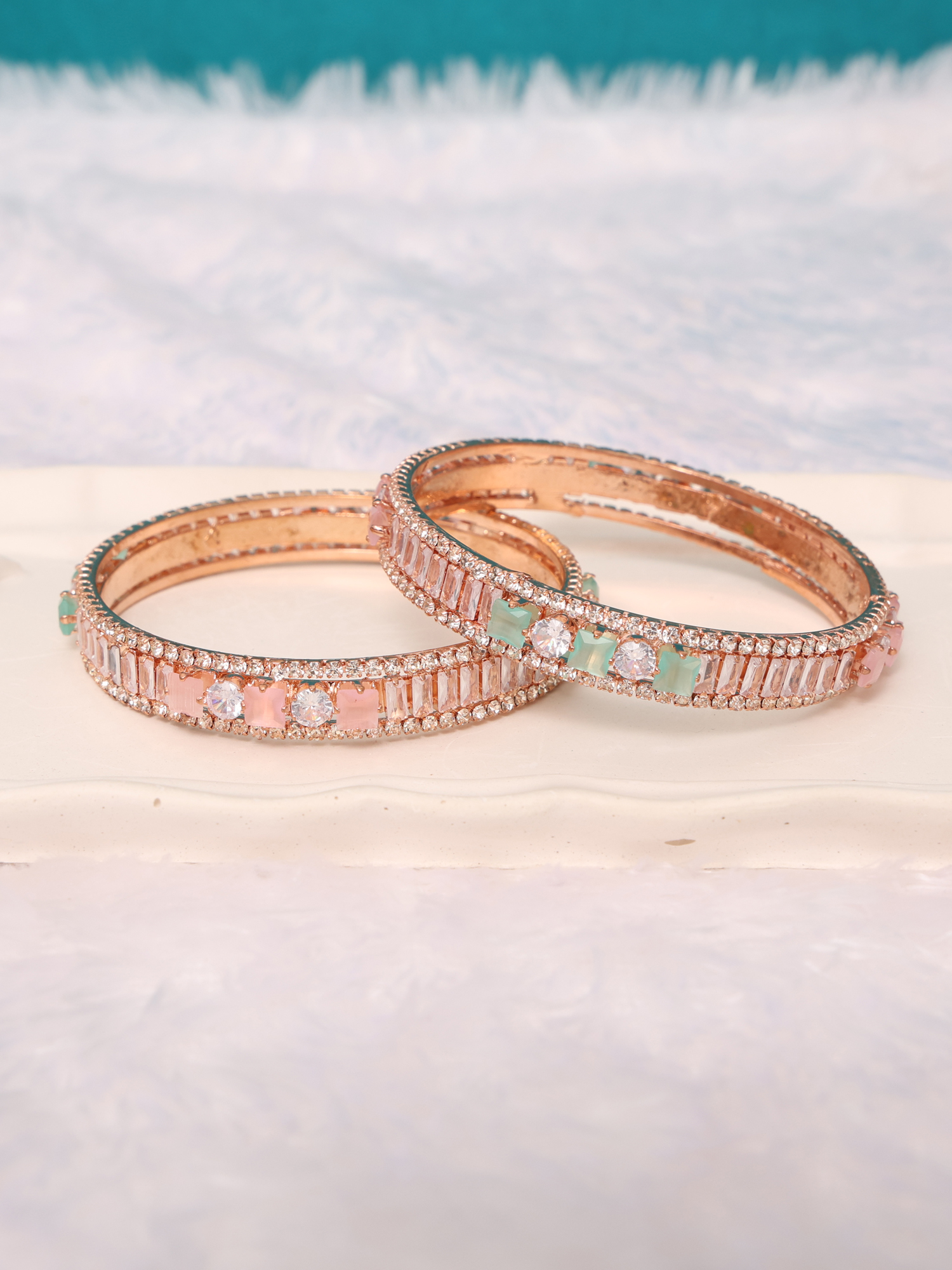 Sparkling Elegance Coloured Square Cut AD Bangles