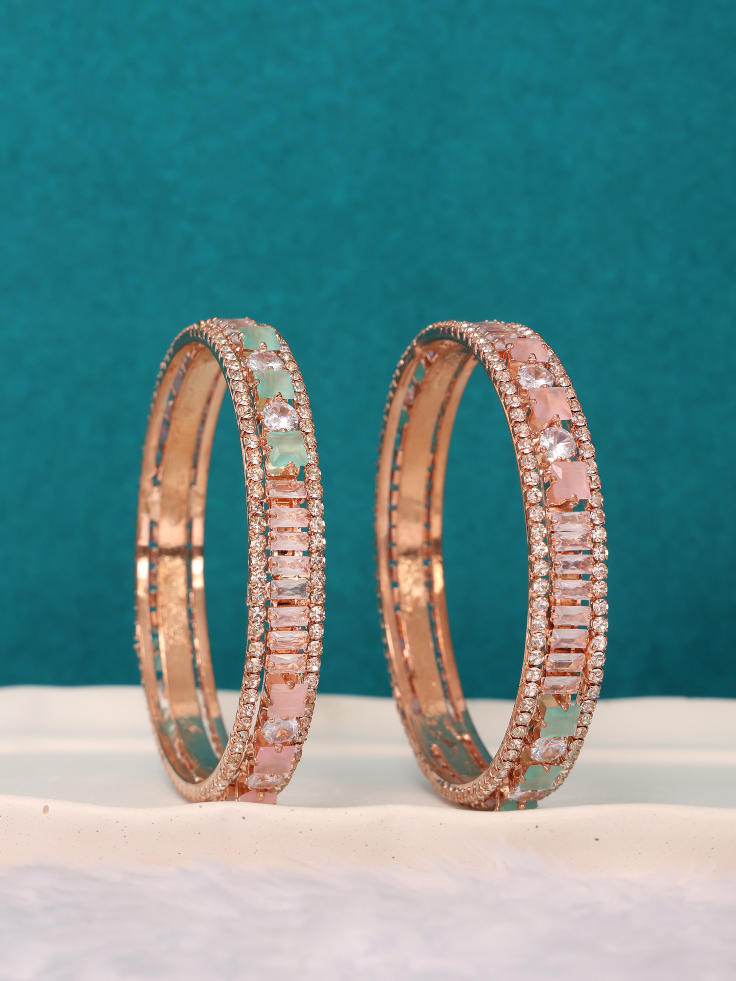 Sparkling Elegance Coloured Square Cut AD Bangles