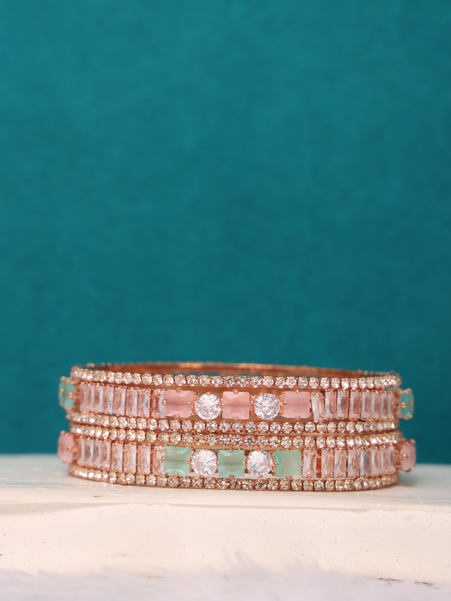 Sparkling Elegance Coloured Square Cut AD Bangles