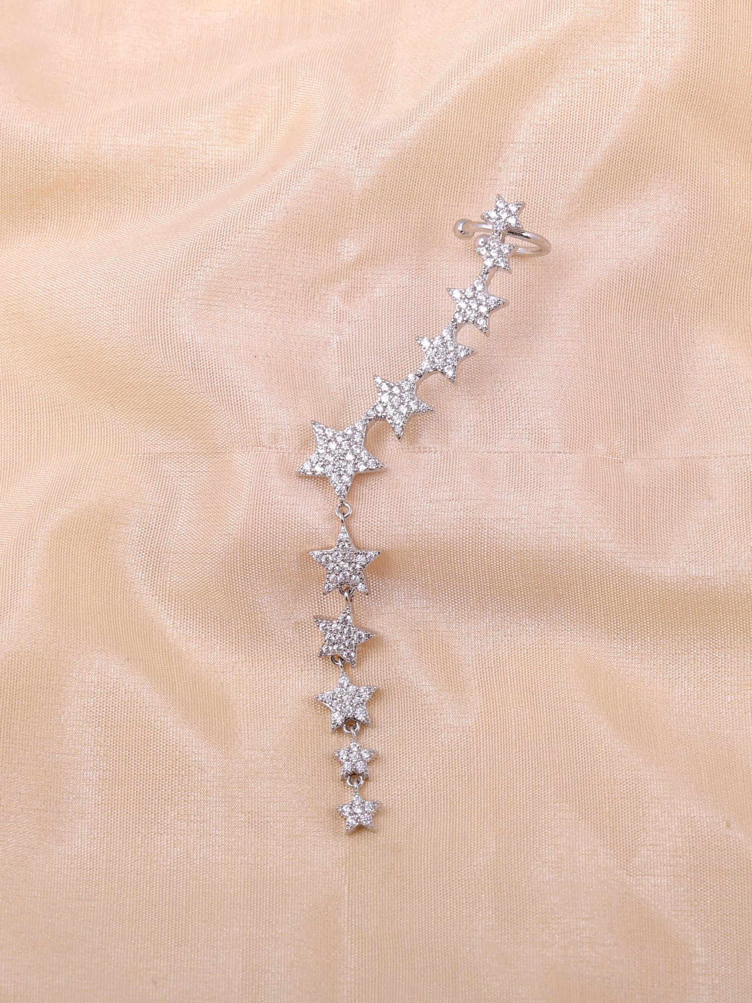 Silver Celestial Cascade Ear Cuff Earring