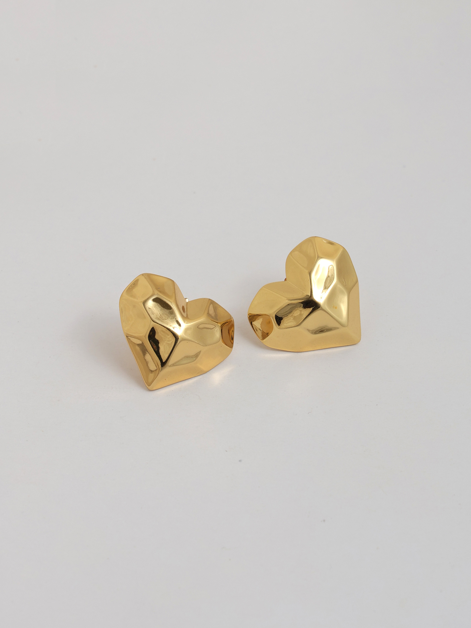 Golden Crushed Heart Anti-Tarnish Earrings