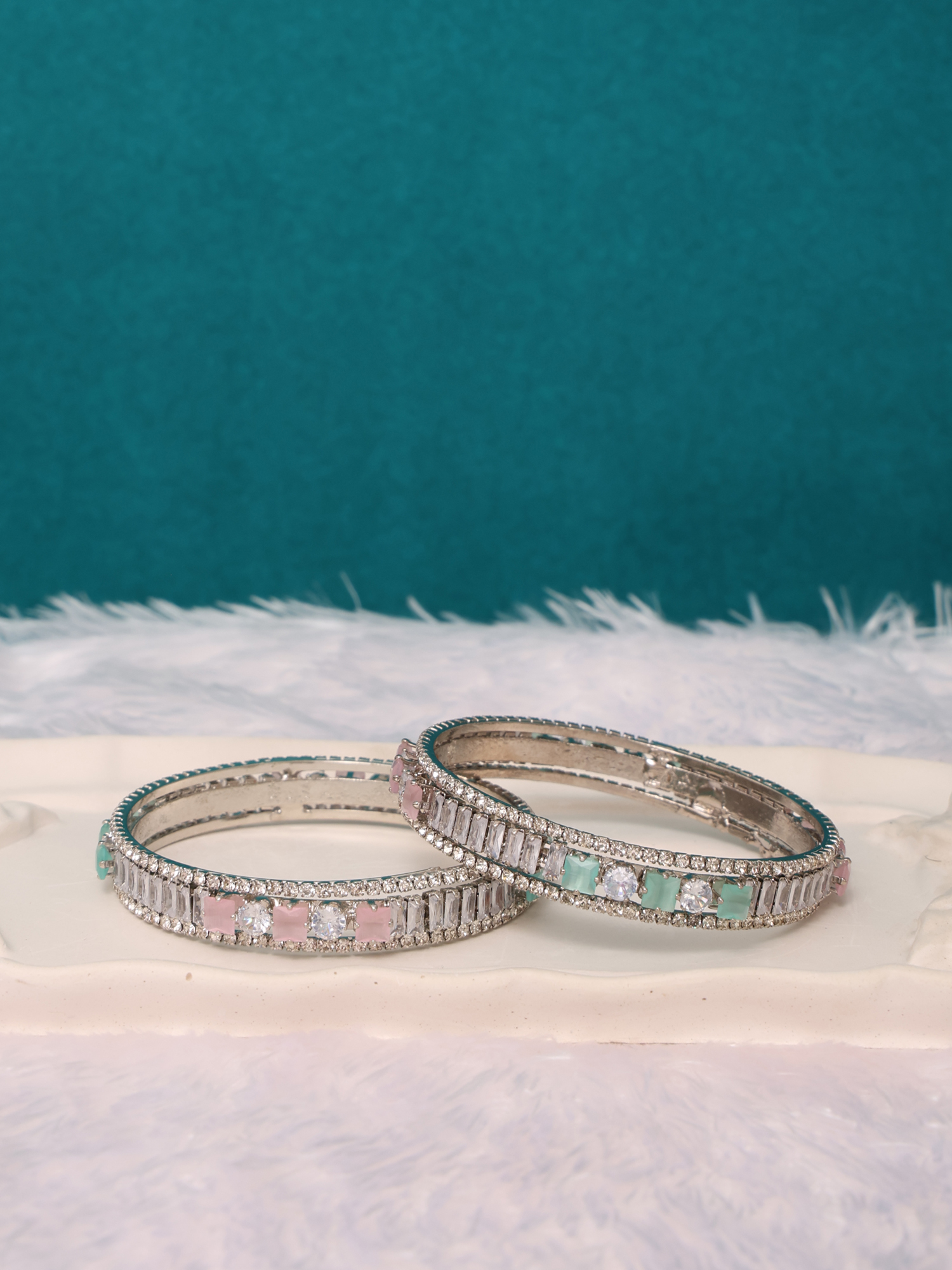 Crystal Gleam Coloured Square Cut AD Bangles